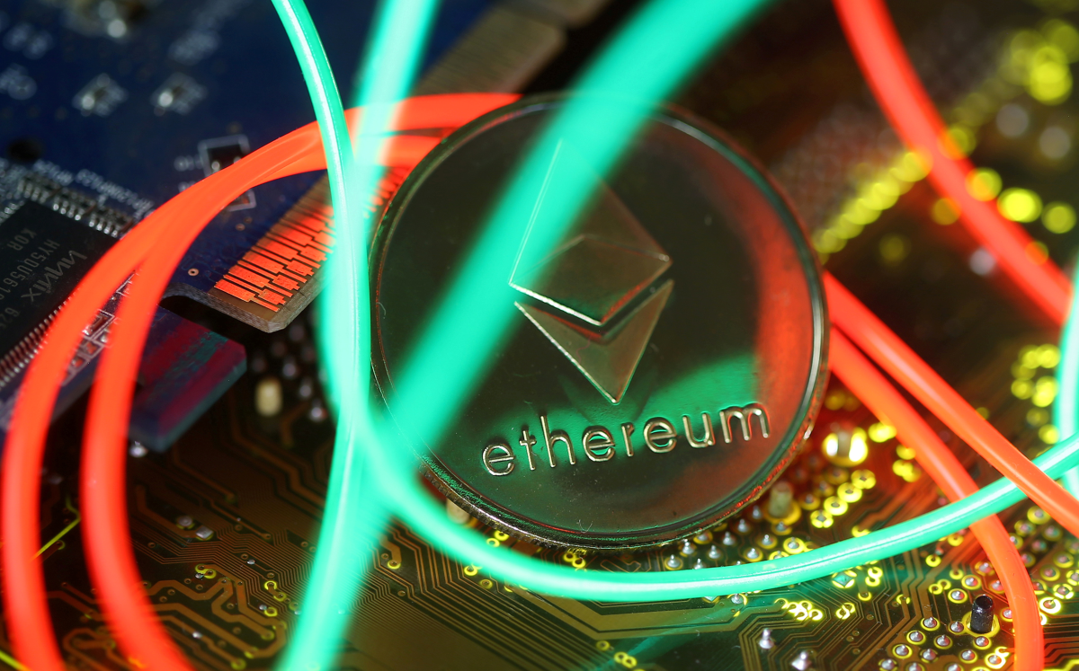 Representation of the Ethereum virtual currency standing on the PC motherboard are seen in this illustration picture, February 3, 2018. REUTERS/Dado Ruvic