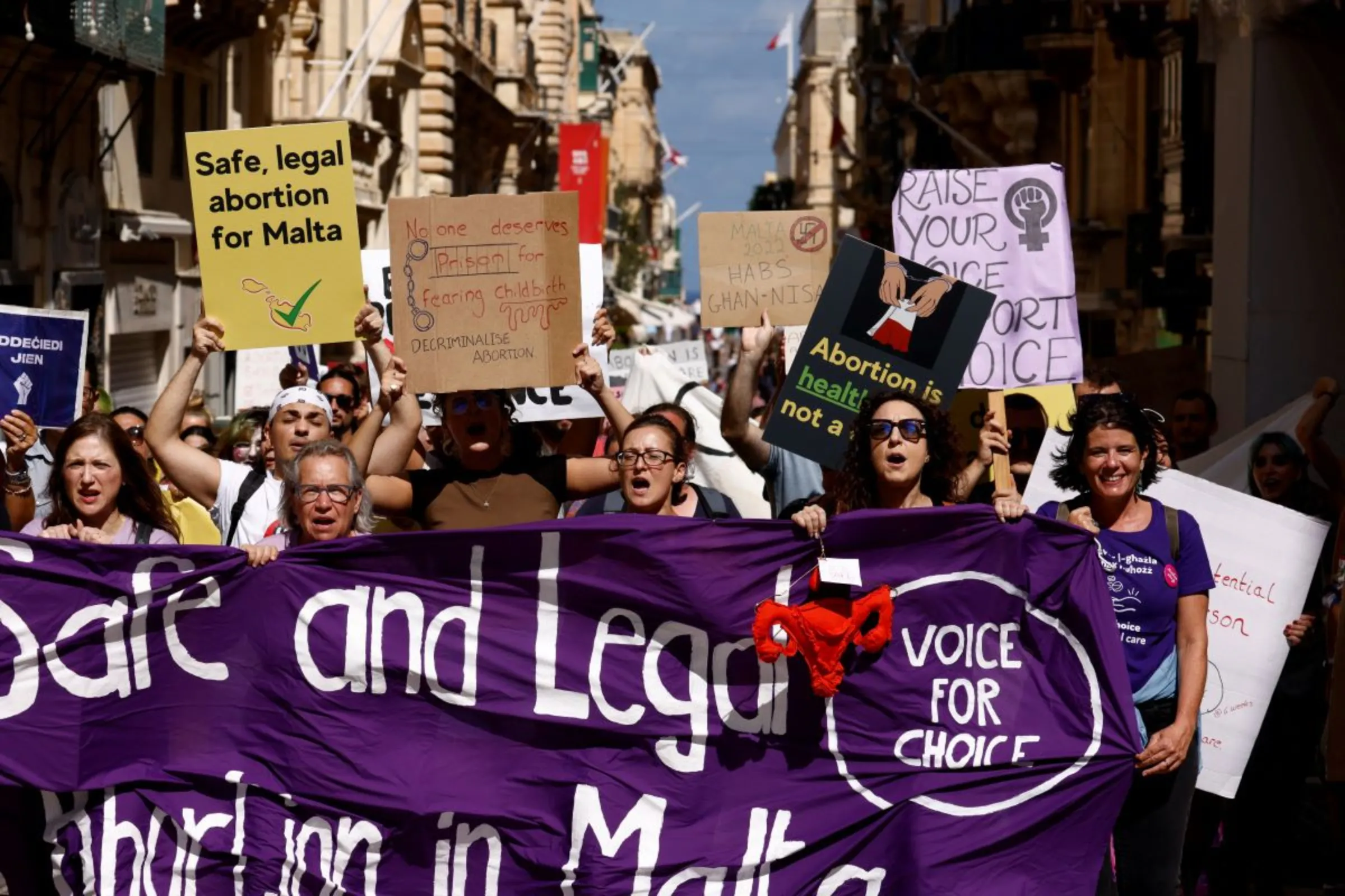 People demonstrate against Malta's abortion ban in Valletta, Malta, September 25, 2022. Reuters/Darrin Zammit Lupi