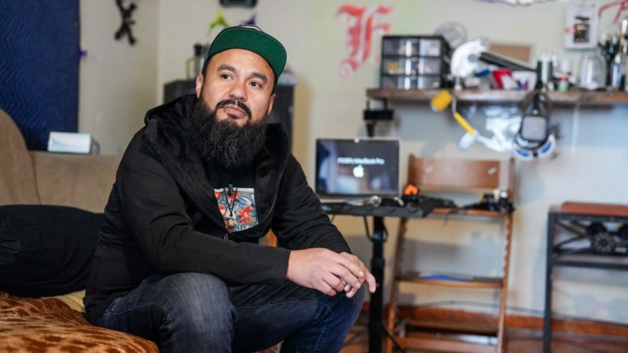 Edwin Salgado, a deported U.S. military veteran, at his home in Tijuana, Mexico, February, 22 2023. Thomson Reuters Foundation/Manuel Ocano