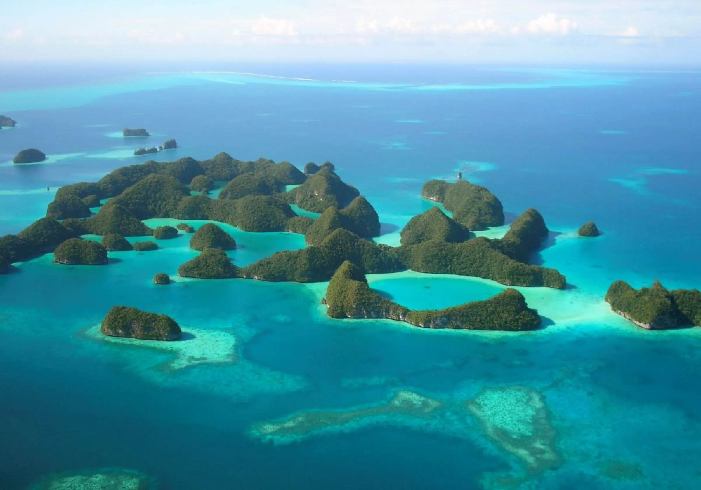 An aerial view of islands in Palau in this undated photo. REUTERS/Jackson Henry