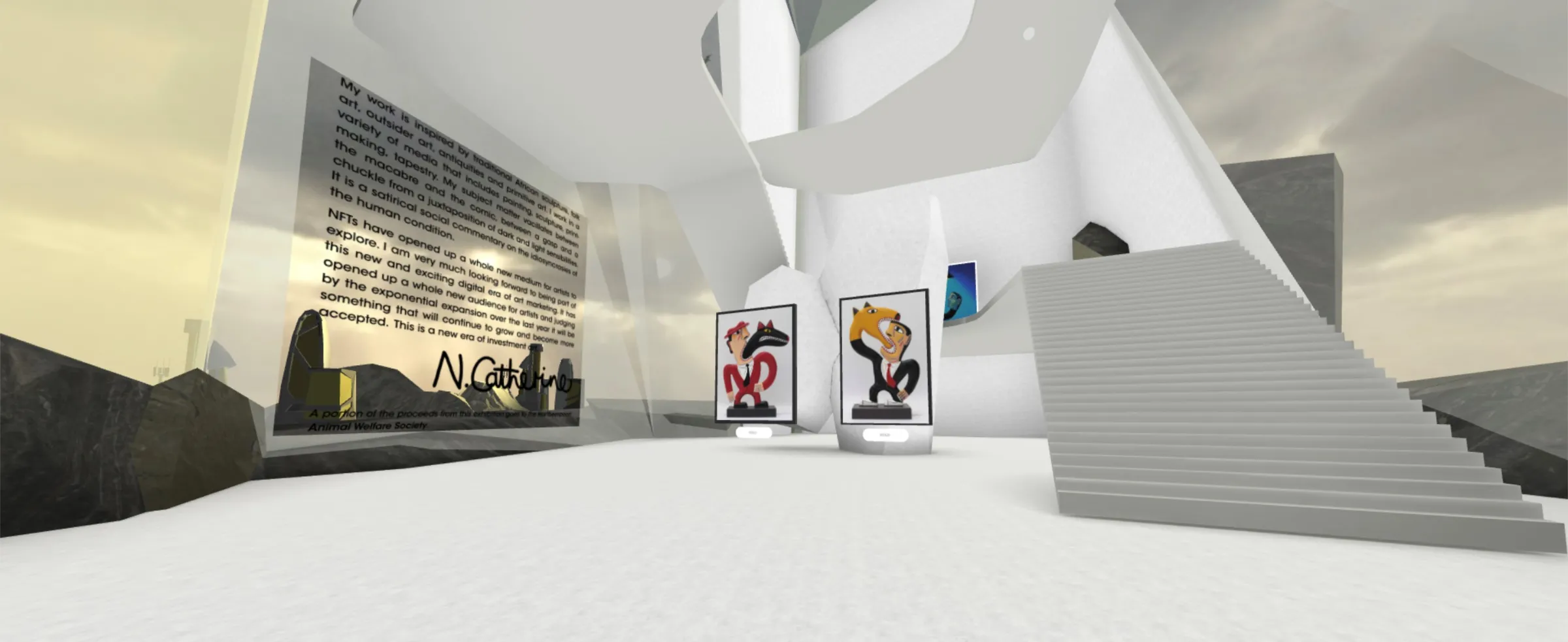 A metaverse NFT exhibition of South African artist Norman Catherine’s work in Ubuntuland