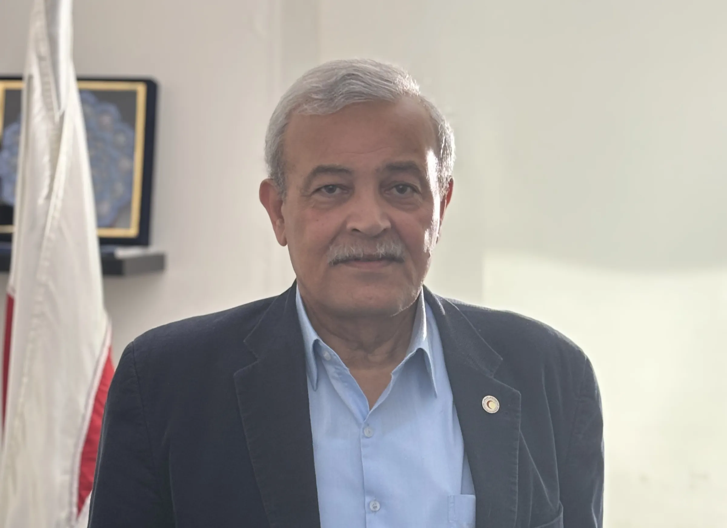 Younis Al-Khatib, chairman of the Palestinian Red Crescent Society poses at the International Federation of Red Cross and Red Crescent Societies in Lebanon. April 30, 2025. Nazih Osseiran/Thomson Reuters Foundation