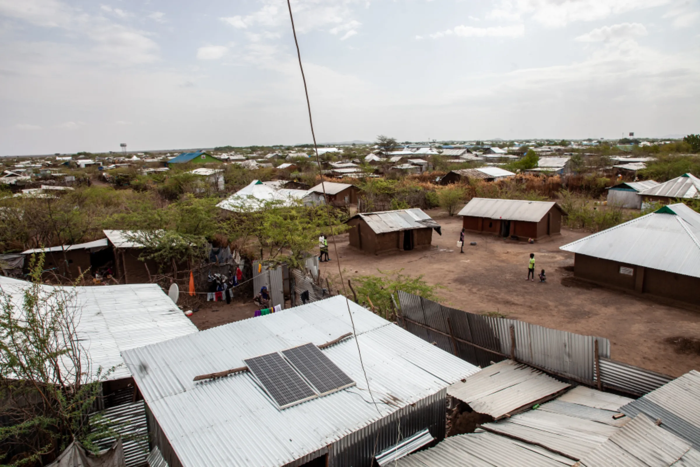 A view of a solar-panel roofinstallation in Kenya's Kakuma refugee camp