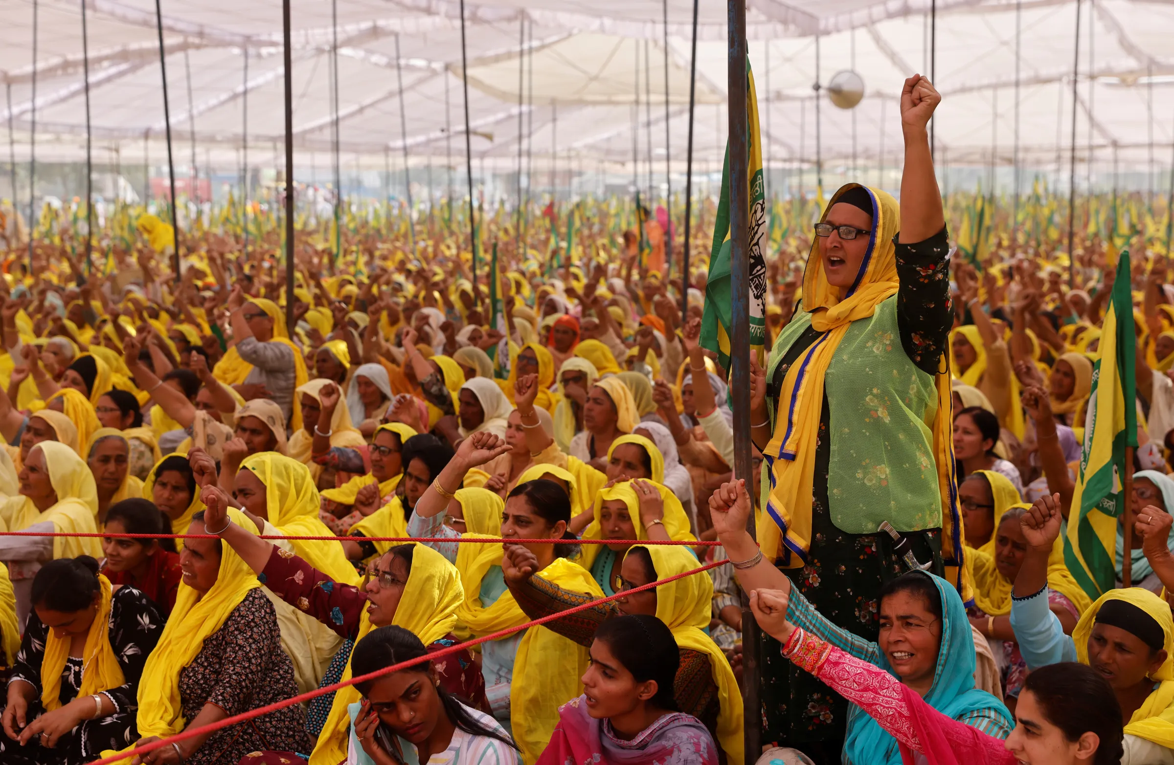 Women farmers attend a protest against farm laws on the occassion of International Women's Day at Bahadurgar near Haryana-Delhi border, India, March 8, 2021. REUTERS/Danish Siddiqui