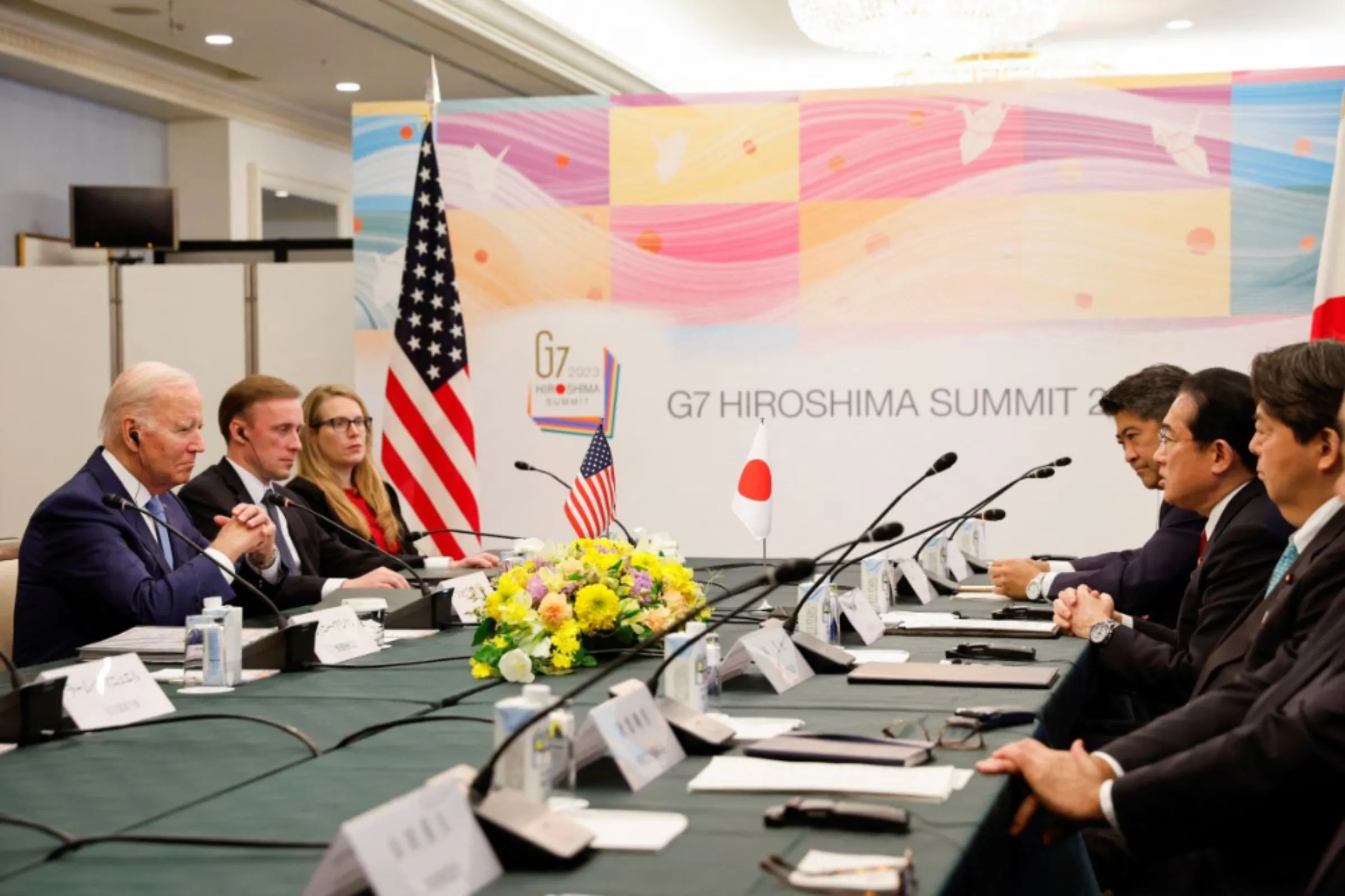 U.S. President Joe Biden attends a meeting with Japanese Prime Minister Fumio Kishida, ahead the G7 Summit, at RIHGA Royal Hotel Hiroshima, in Hiroshima, Japan, May 18, 2023