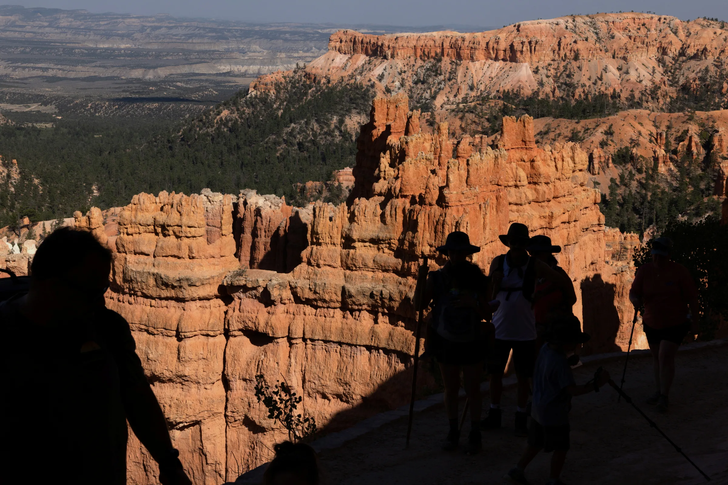 Visitors look down over the Navajo Loop Trail in Bryce Canyon National Park, Utah, U.S. July 1, 2025. REUTERS/Kaylee Greenlee
