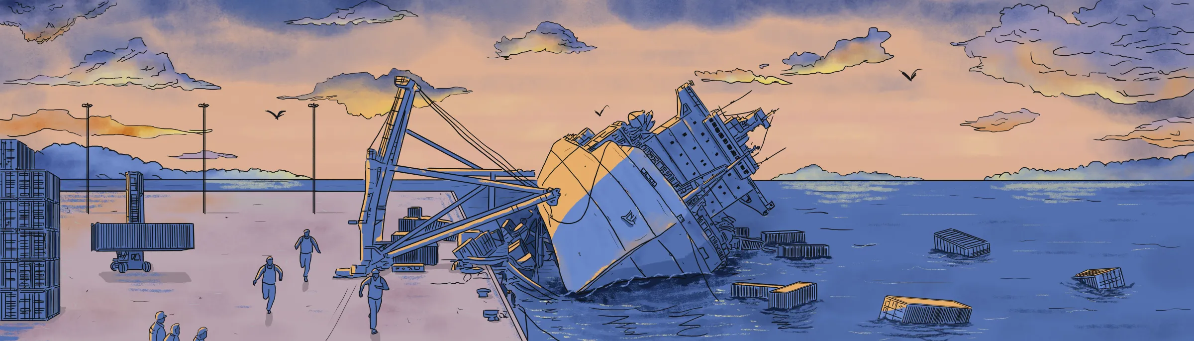The cargo ship SL star capsized at the Shahid Rajee port in Bandar Abbas in Iran in 2019 is shown in this illustration photo. Thomson Reuters Foundation/Karif Wat
