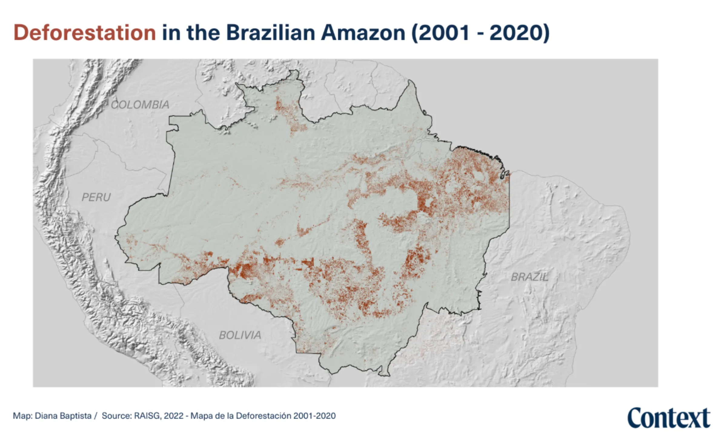 Map of Deforestation in the Brazilian Amazon (2001-2020). Thomson Reuters Foundation/Diana Baptista