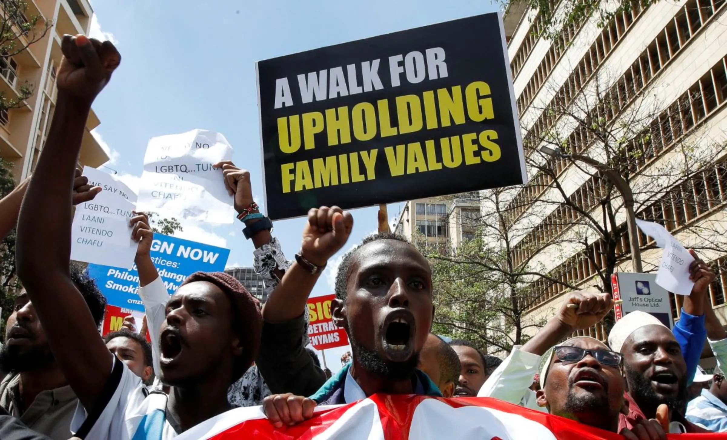 Anti-LGBTQ protesters participate in a march against LGBT rights in downtown Nairobi, Kenya October 6, 2023. REUTERS/Monicah Mwangi
