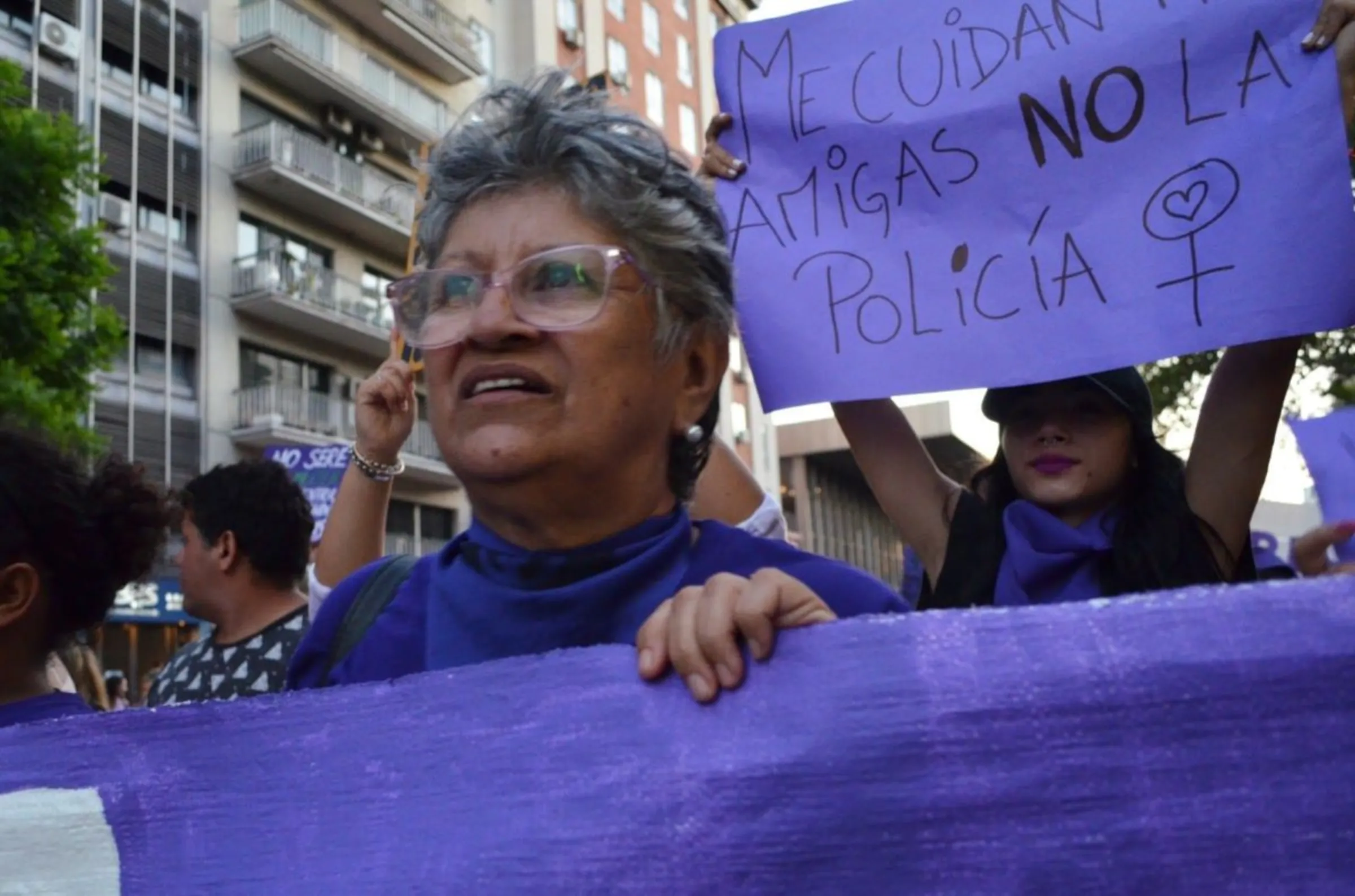 67-year-old pensioner Lita Leite protests in Montevideo, Uruguay. Thomson Reuters Foundation/ Lita Leite.