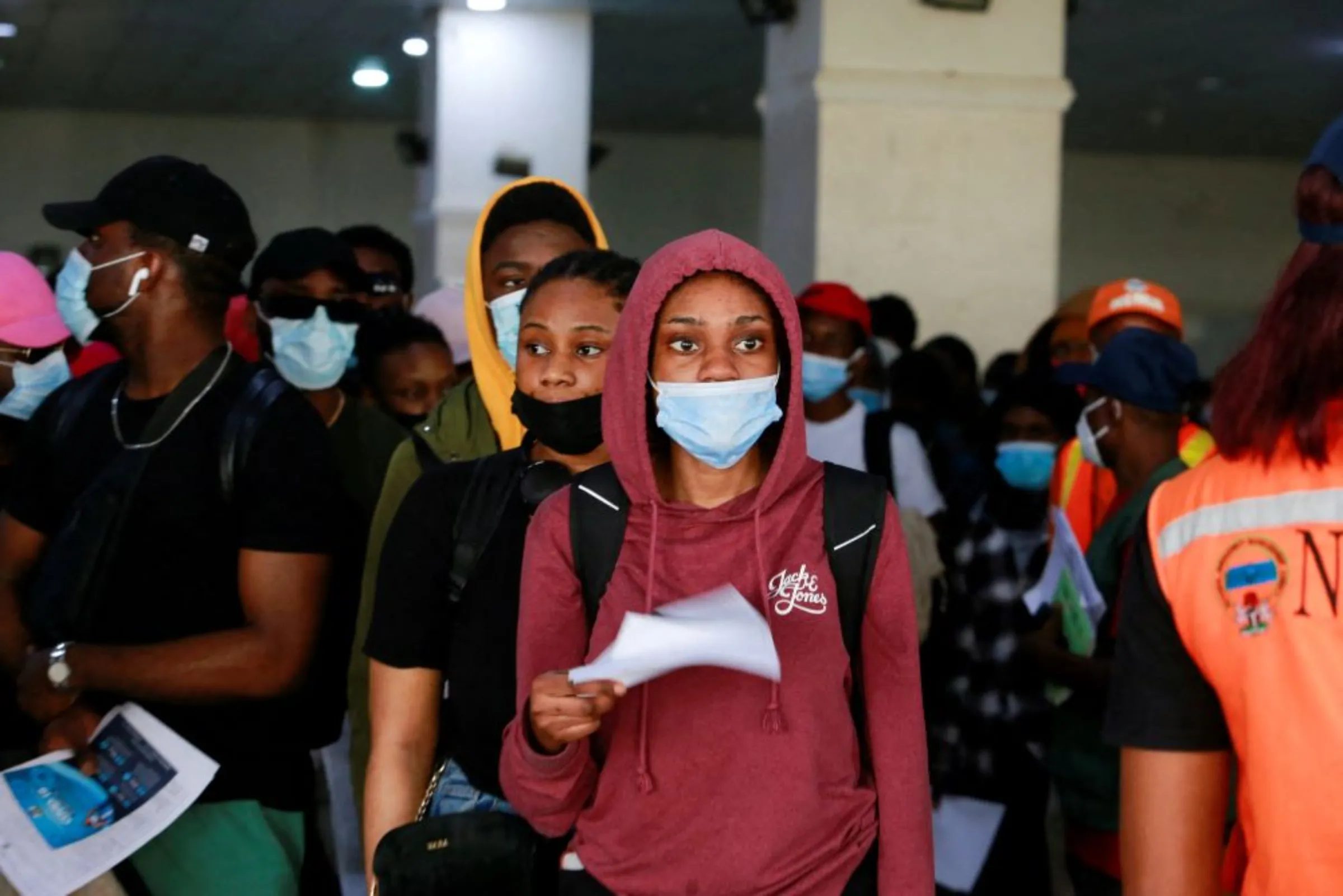 Nigerian students arrive at the Nnamdi Azikiwe International Airport from Ukraine after fleeing the invasion by Russia, in Abuja, Nigeria March 4, 2022