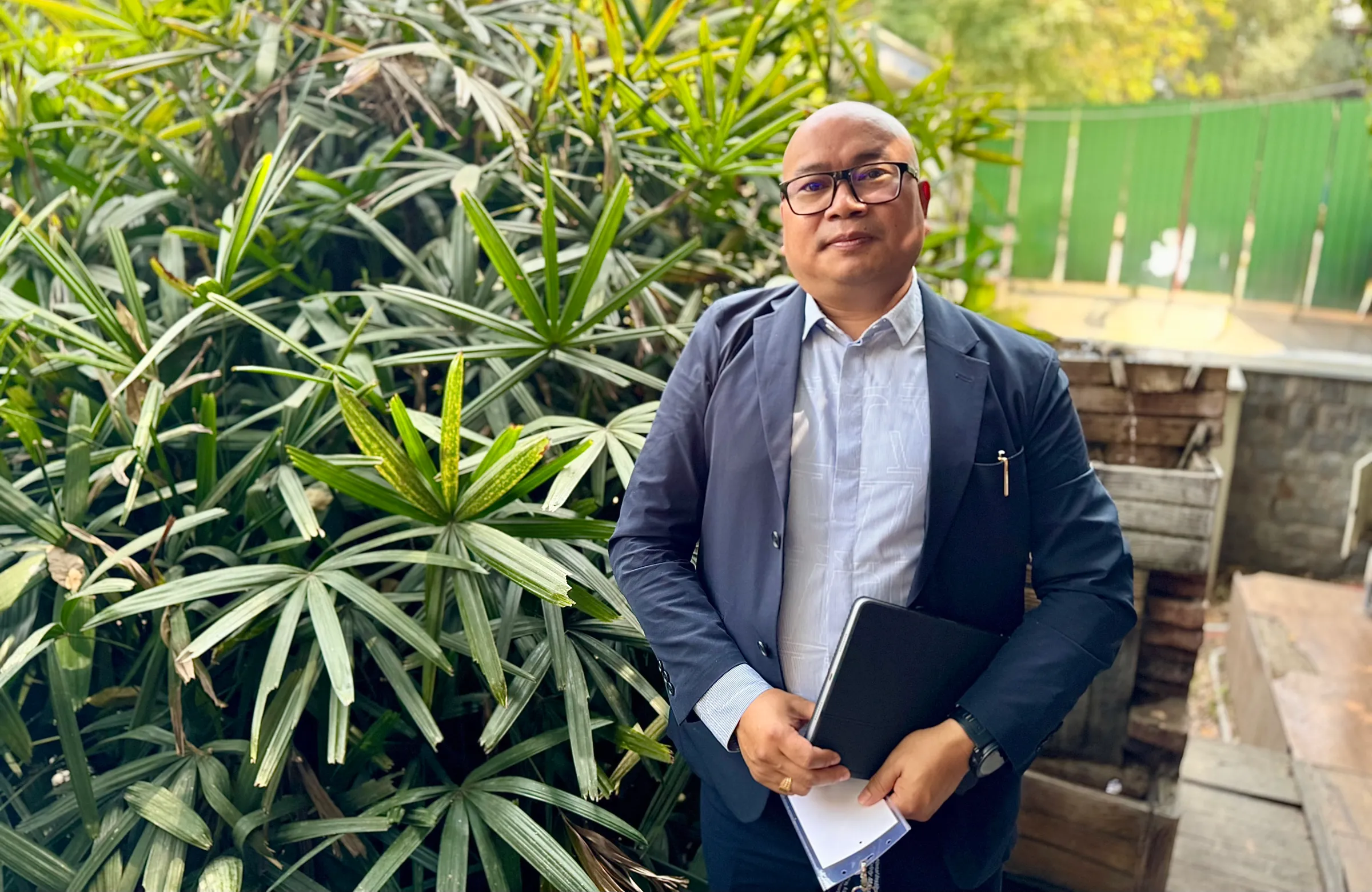 Johnny Ruangmei, Joint CEO, Nagaland State Disaster Management Authority, Government of Nagaland poses at the Constitution Club of India in New Delhi. April 23, 2025. Bhasker Tripathi/Thomson Reuters Foundation