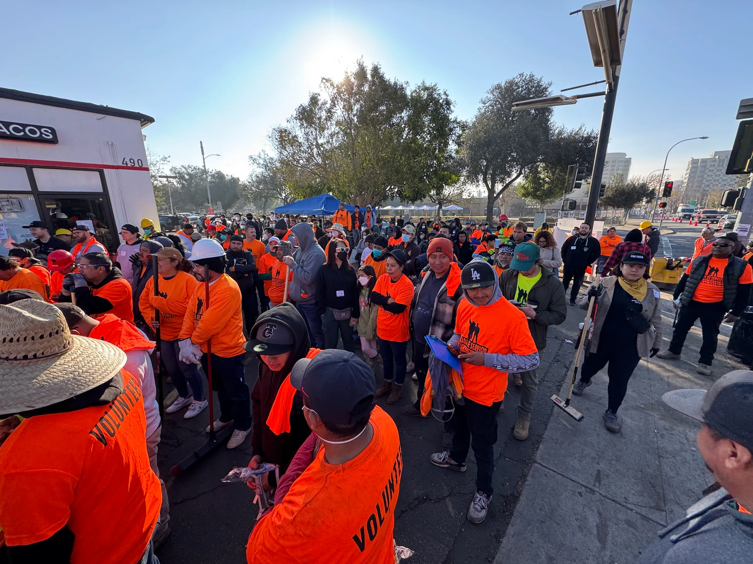 Immigrant workers in Pasadena get ready for post-wildfire clean-up efforts in Pasadena, California, in January. NDLON/Handout via Thomson Reuters Foundation