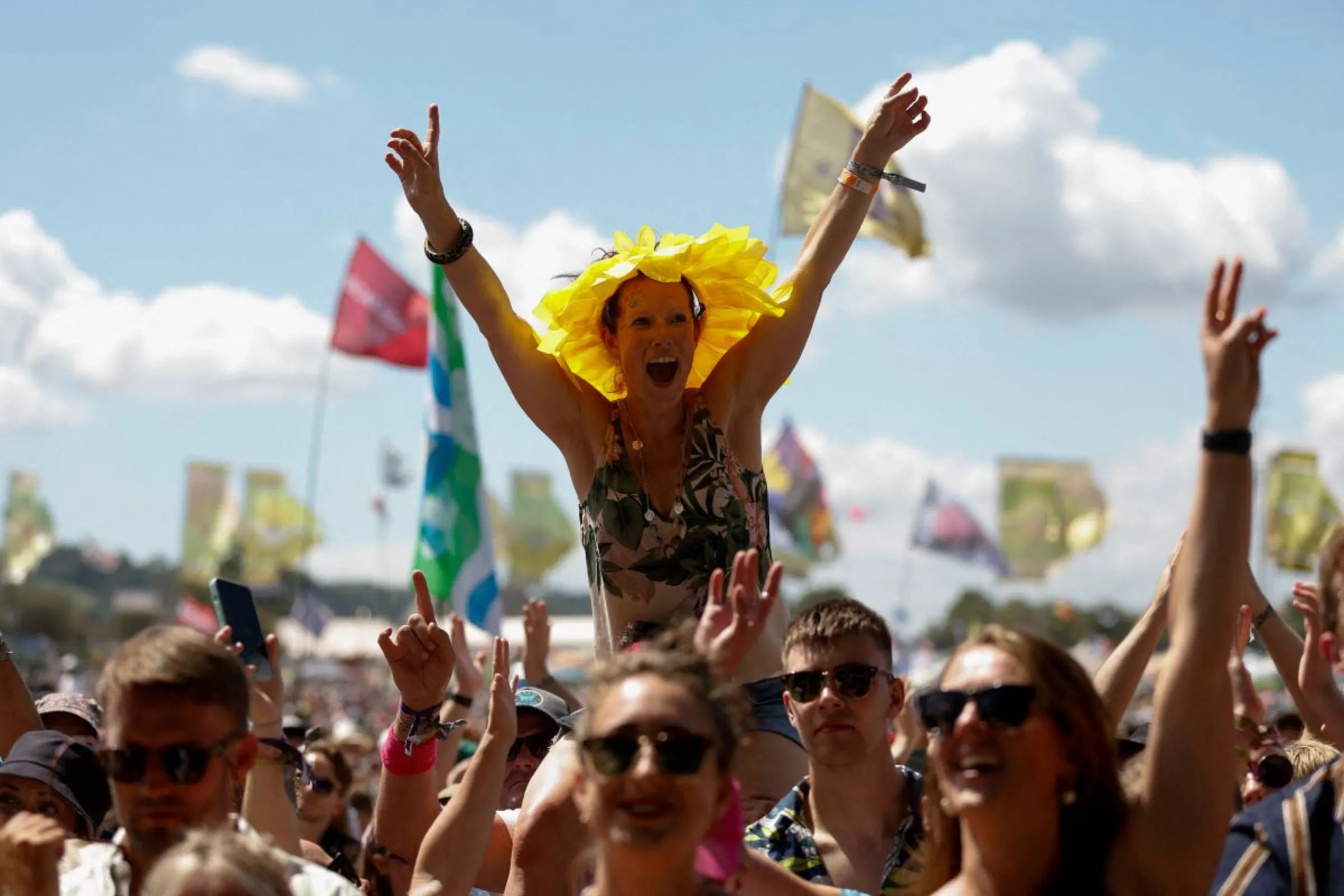 People attend the Glastonbury Festival in Somerset, Britain, June 24, 2023