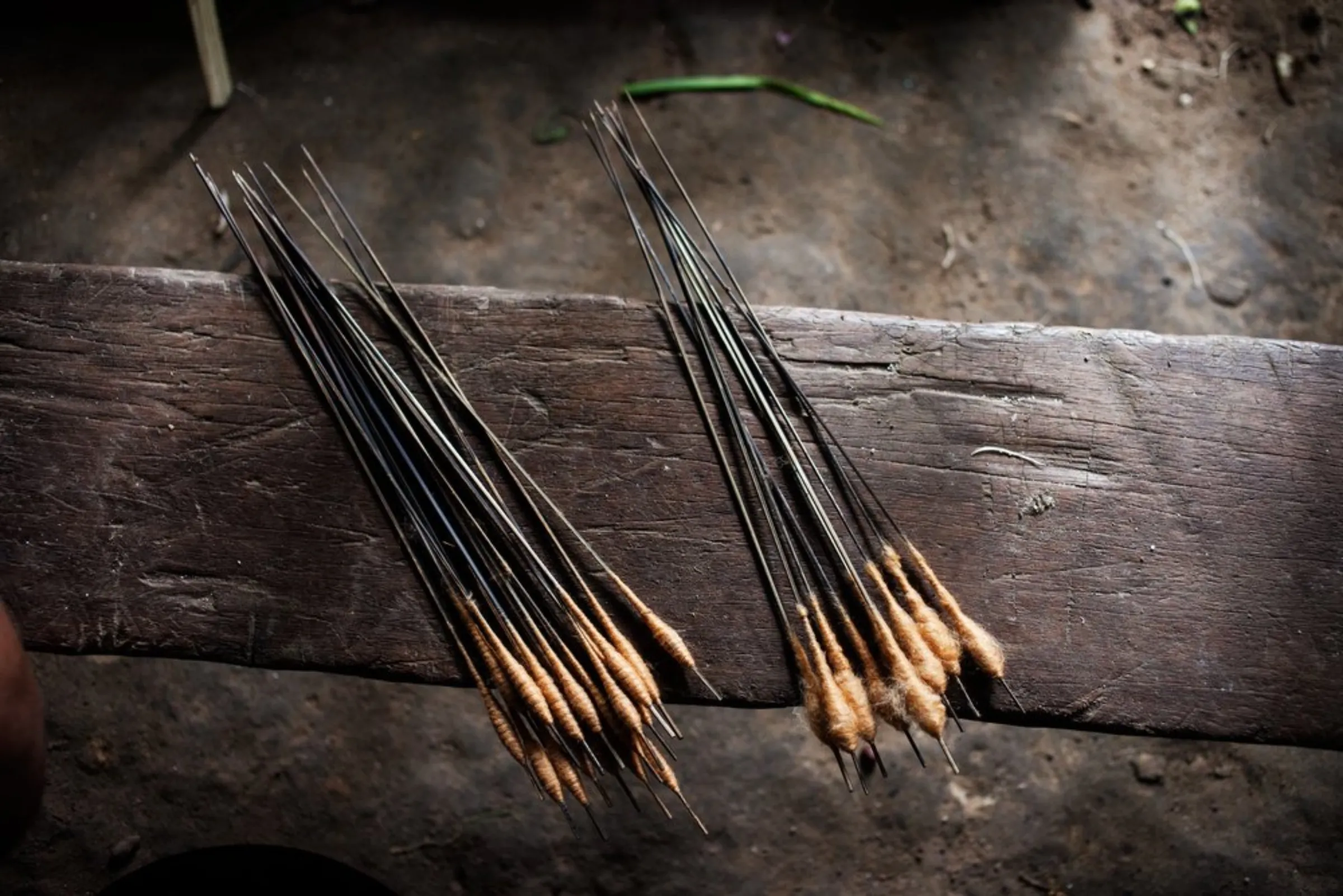 A set of arrows used by riverside indigenous communities in Colombia’s southeast Amazonas province to hunt animals in the forest, December 18, 2021