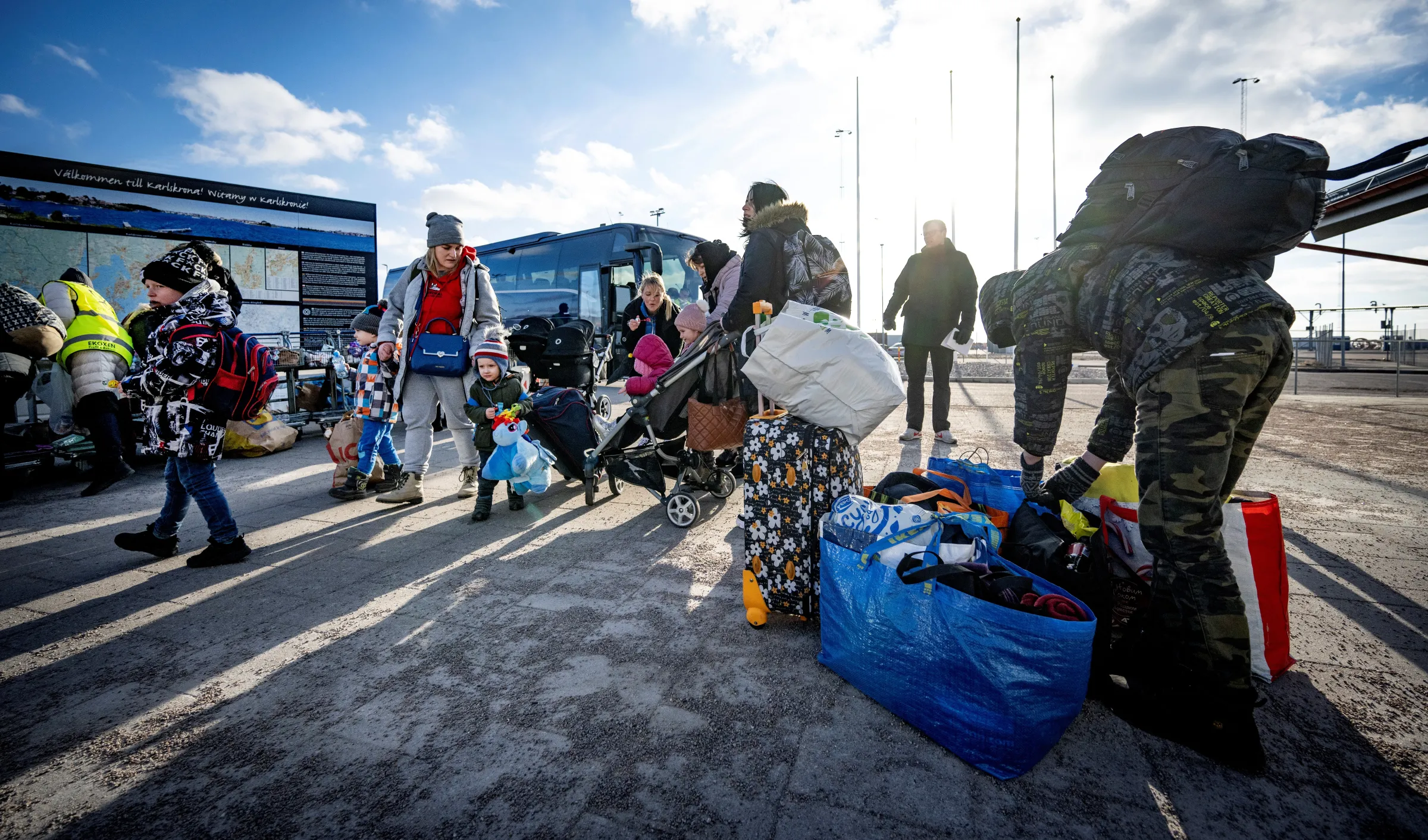 Refugees from Ukraine arrive from Gdynia in Poland after travelling with a Stena Line ferry to Karlskrona, Sweden March 10, 2022. TT News Agency/Johan Nilsson via REUTERS