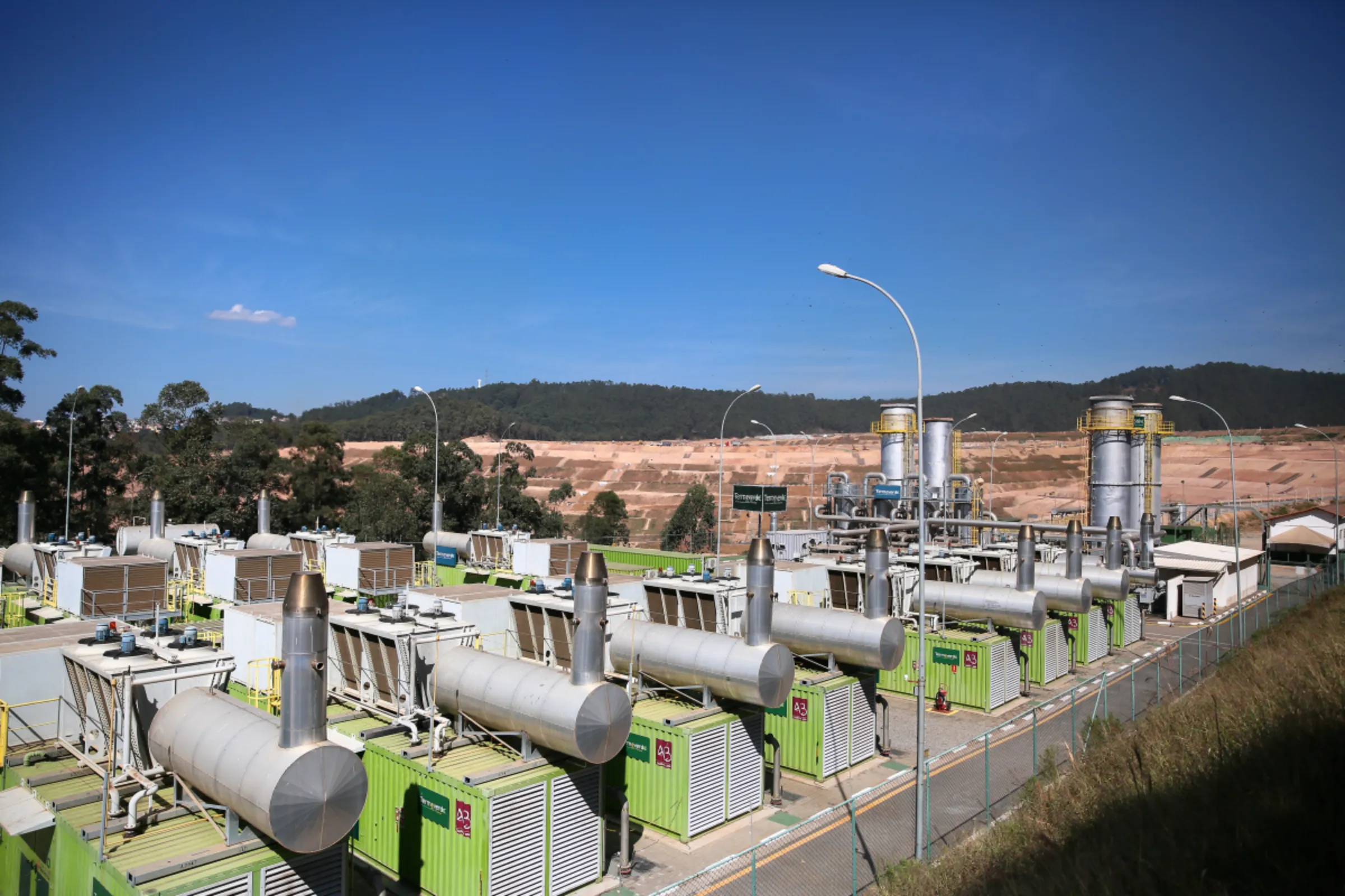 A gas powerplant in a landfill that generates power from methane, in Caieiras, Brazil, July 22, 2022