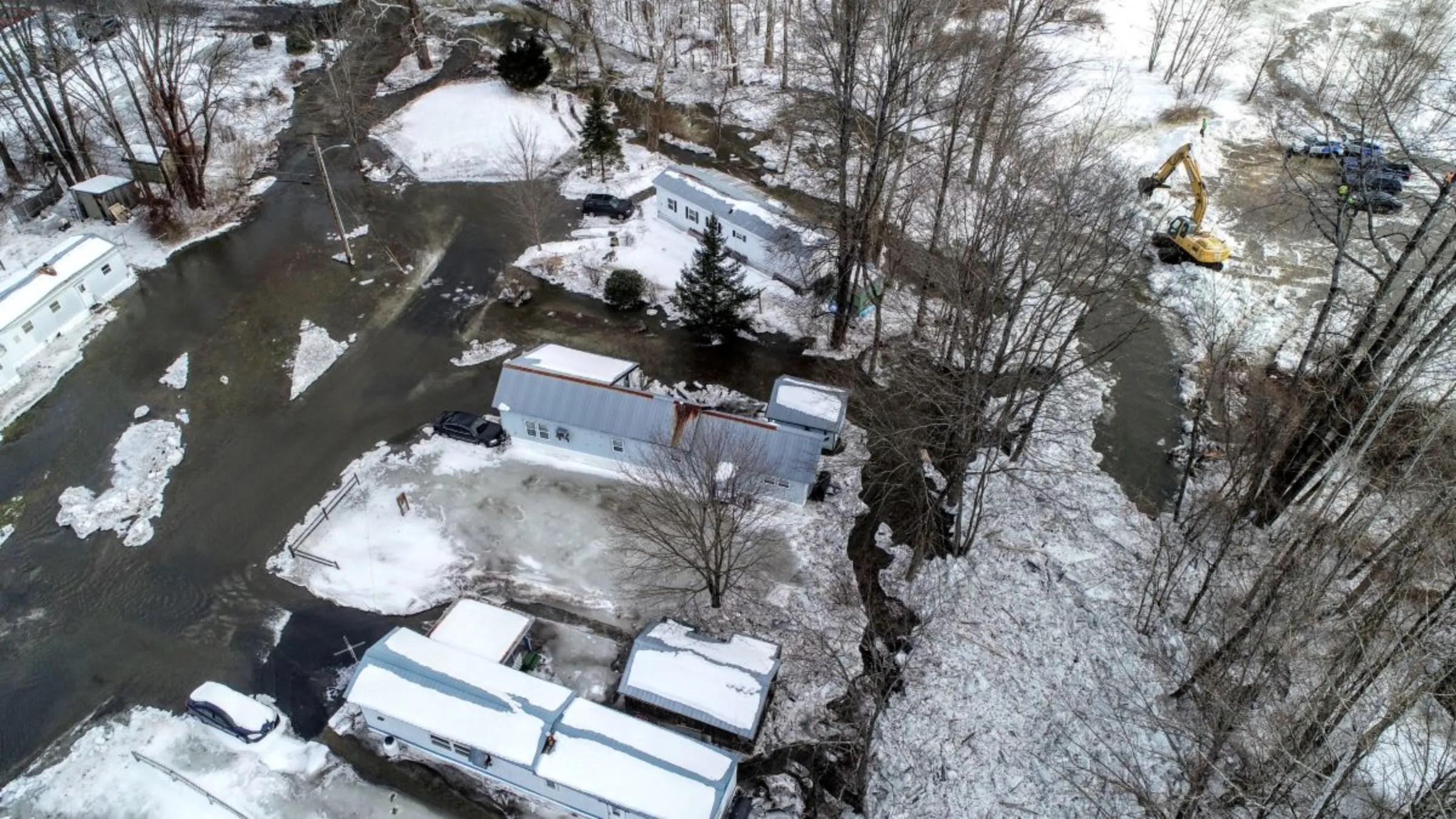 A mobile home community in Vermont floods as the result of an ice jam in 2019