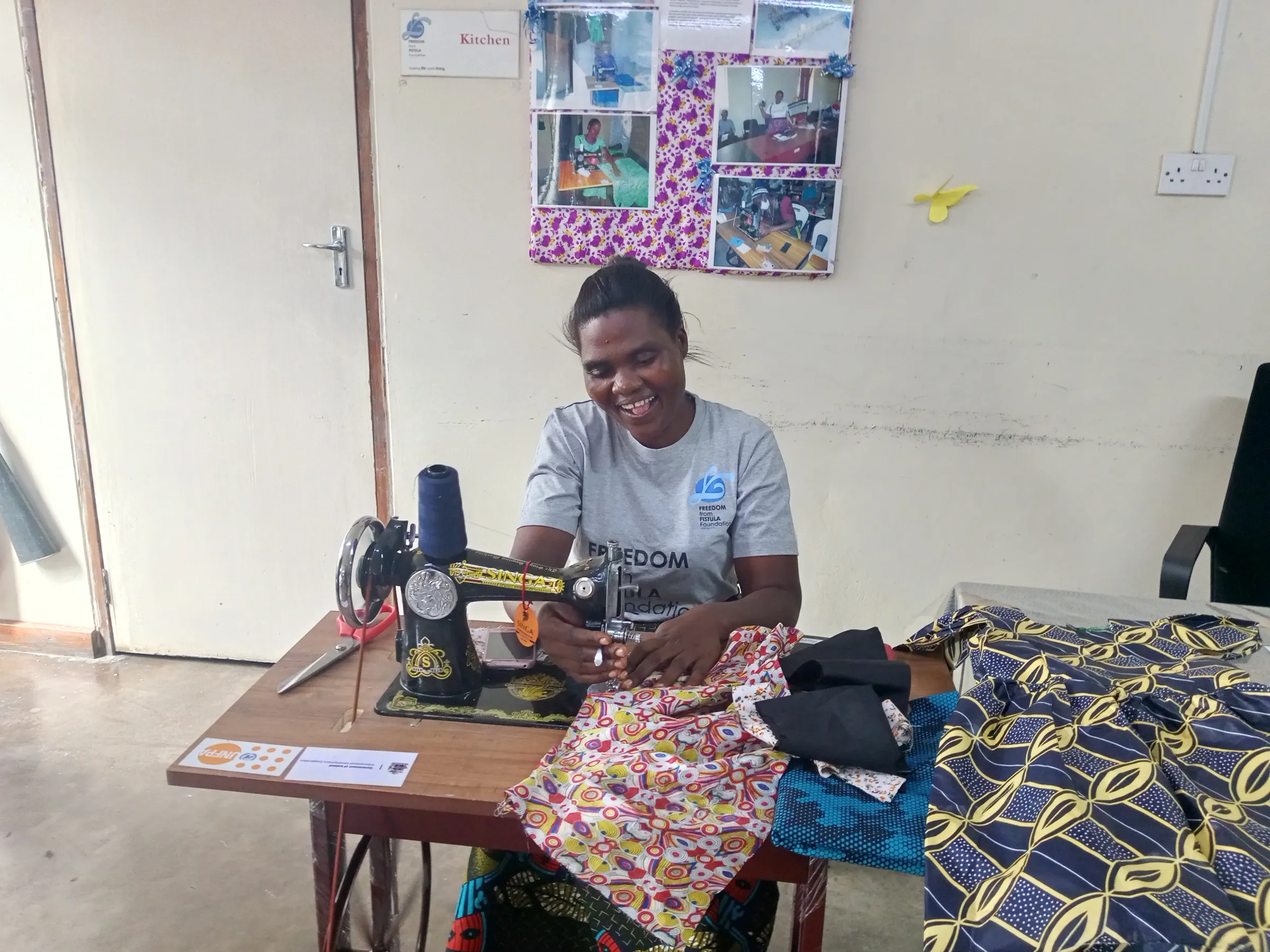 Lilian James uses the sewing machine she was given as part of her rehabilitation after fistula surgery at the Bwaila Fistula Care Centre, Lilongwe, Malawi, July 21, 2025.  Charles Pensulo/Thomson Reuters Foundation
