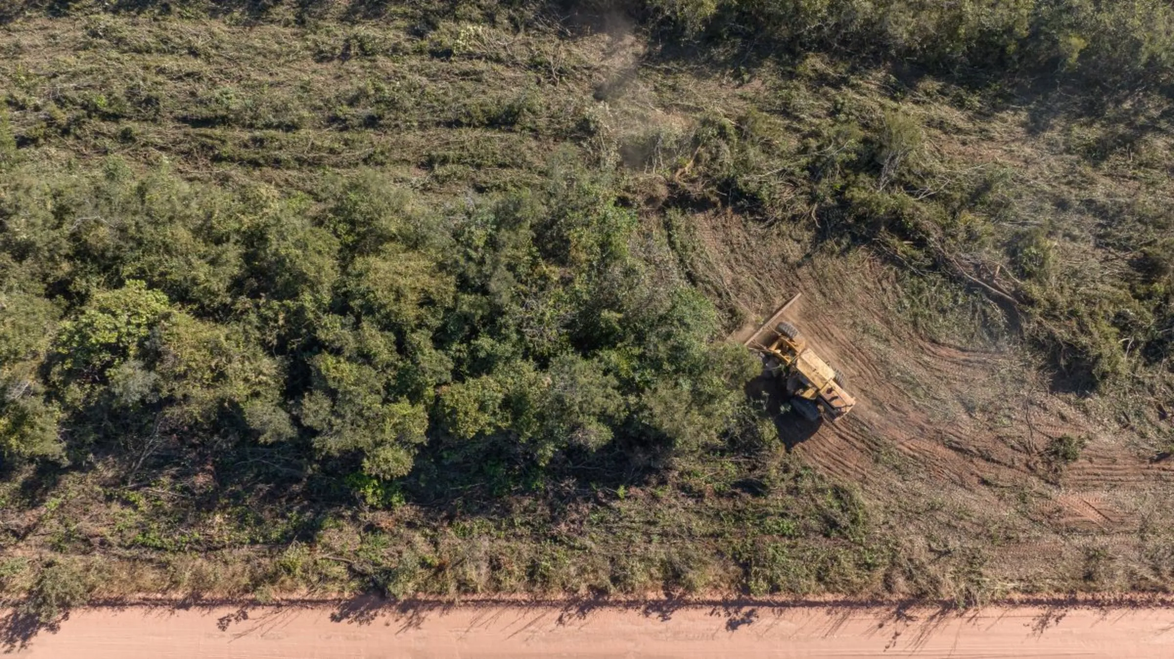 Clearance taking place of vegetation in the Cerrado, a crucial carbon sink and biodiversity hotspot, in Bahia, Brazil. June, 2023. Thomas Bauer/Earthsight/Handout via Thomson Reuters Foundation