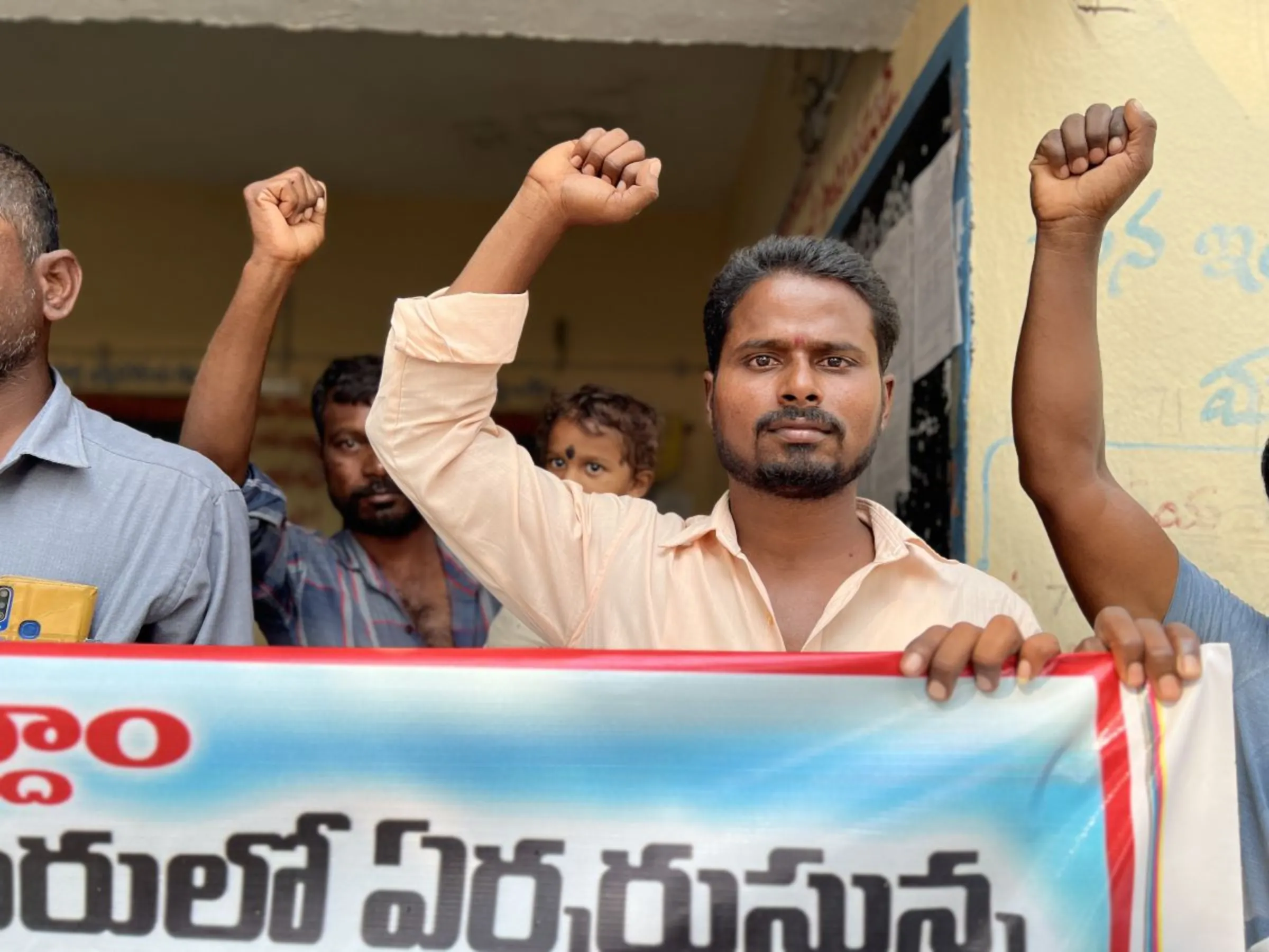 Chittanur residents protest against a new ethanol factory in their backyard, which they say was approved without consulting them, in Telangana state, India, October 17, 2023