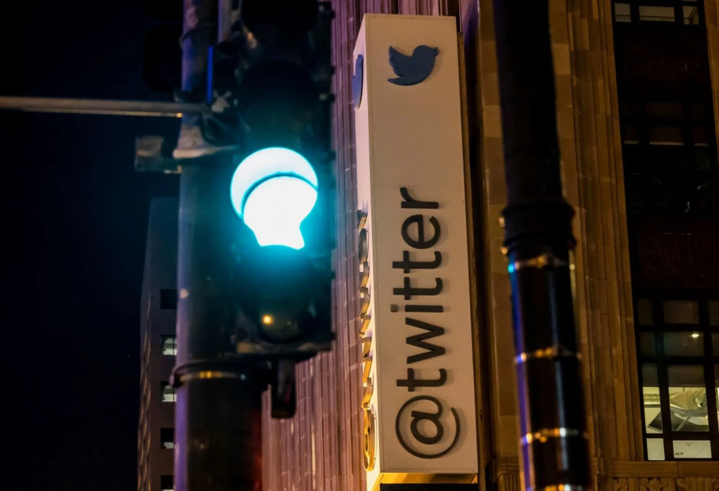 A view of the Twitter logo at its corporate headquarters in San Francisco, California, U.S. October 27, 2022. REUTERS/Carlos Barria