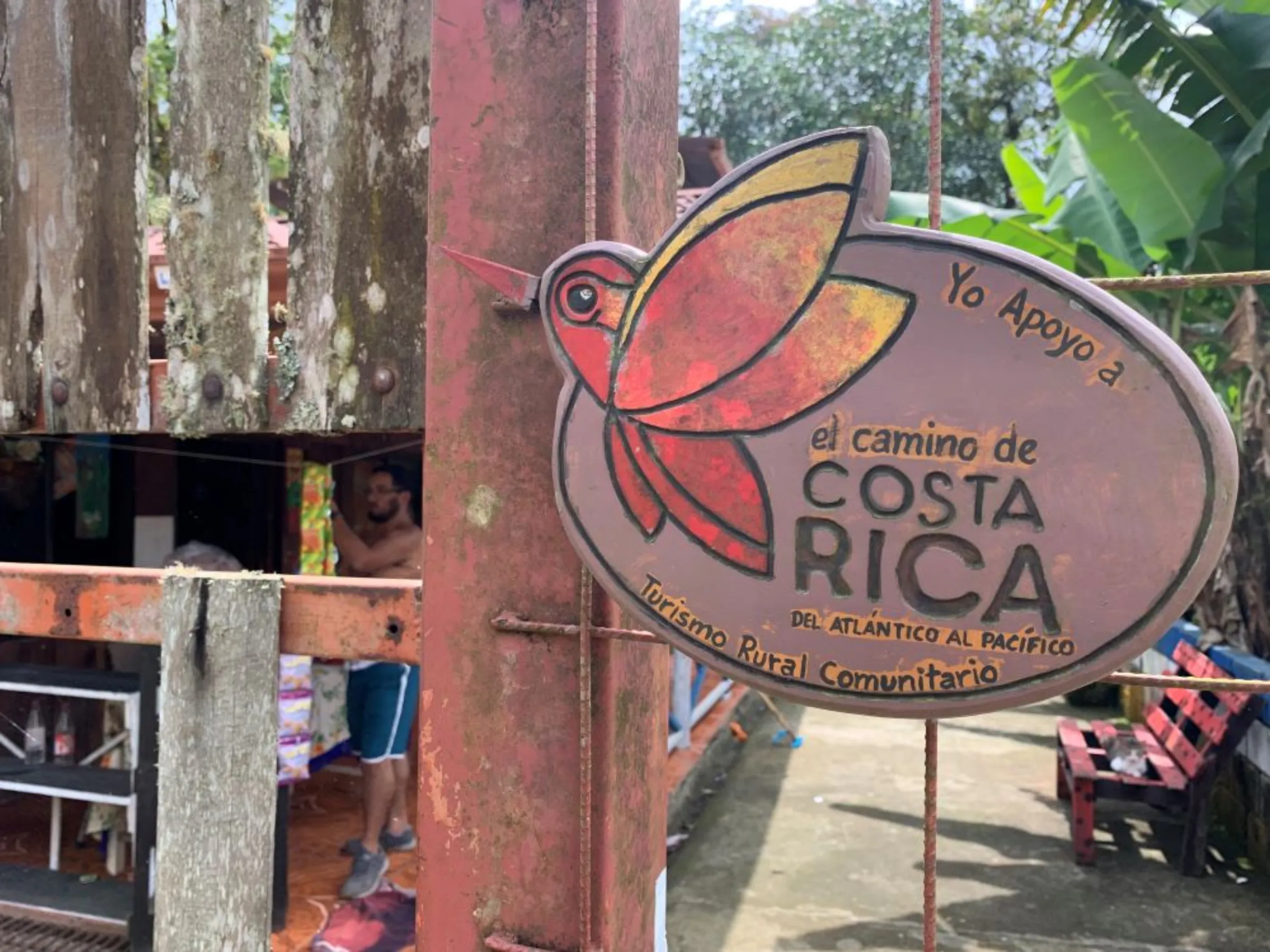 A small shop in rural Costa Rica displays a sign reading “I support the Camino de Costa Rica,” at Puente Negro de Orosi, Costa Rica, November 11, 2022. Puente Negro de Orosi lies on the 174-mile Camino de Costa Rica footpath, that starts in Barra de Pacuare and finishes in Quepos, on the Pacific