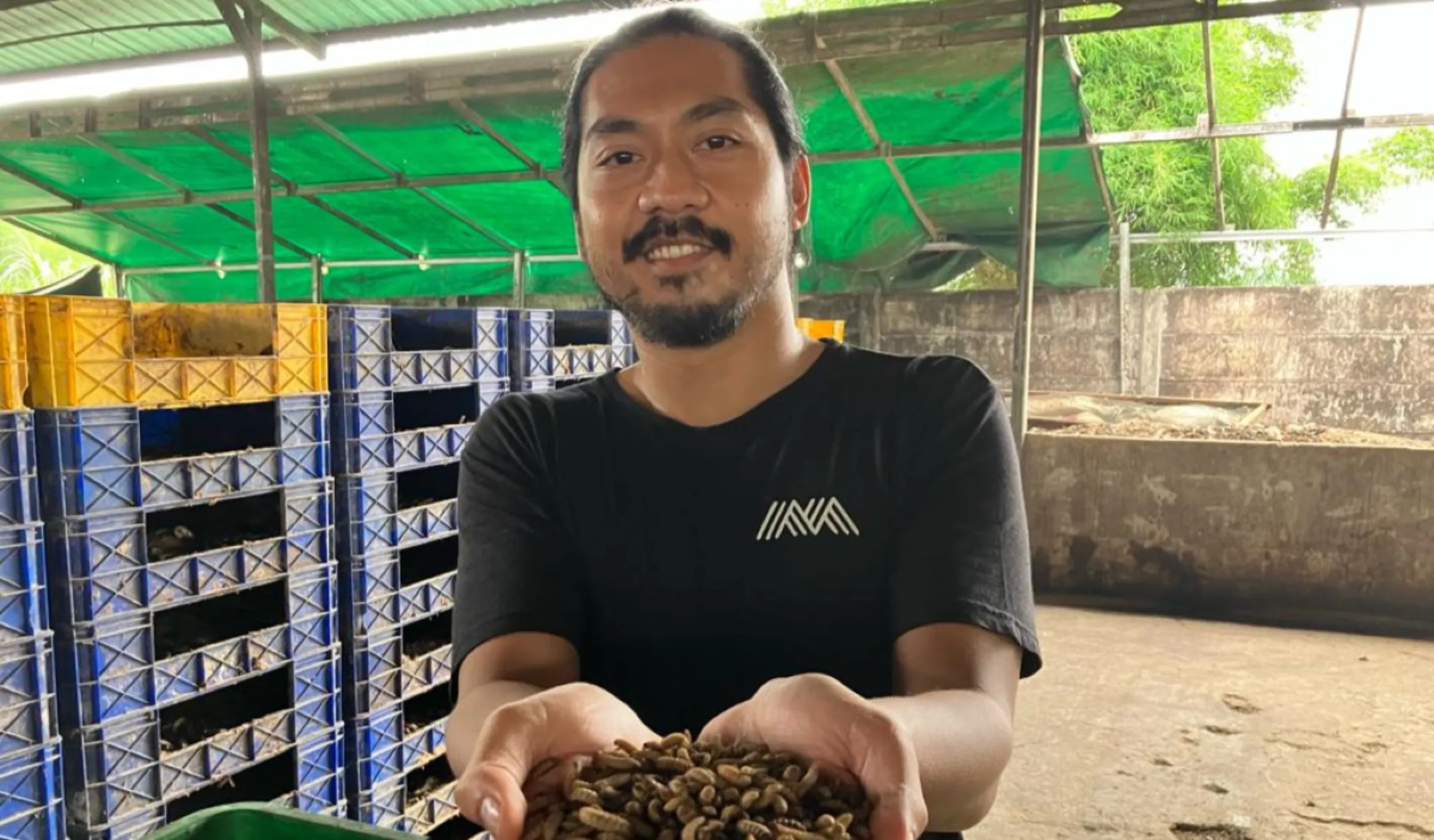 Magalarva CEO Rendria Labde poses at his factory in Tangerang, near Jakarta, Indonesia on November 23, 2023. Thomson Reuters Foundation/Michael Taylor