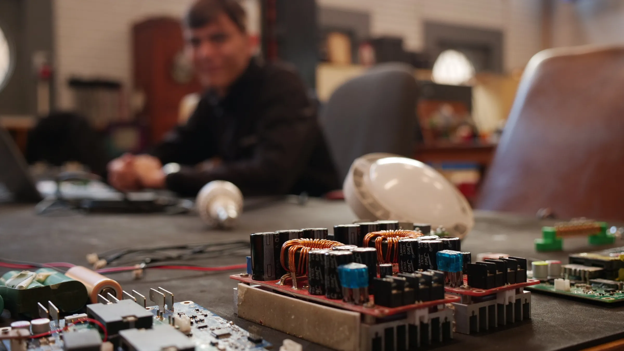 Peco Power, the company that builds the solar power bricks, operates out of the University of the Witswatersrand, where they are continuously building on their models to suit the needs of South African communities, Johannesburg, South Africa, April 11, 2025. Thomson Reuters Foundation/Kim Harrisberg