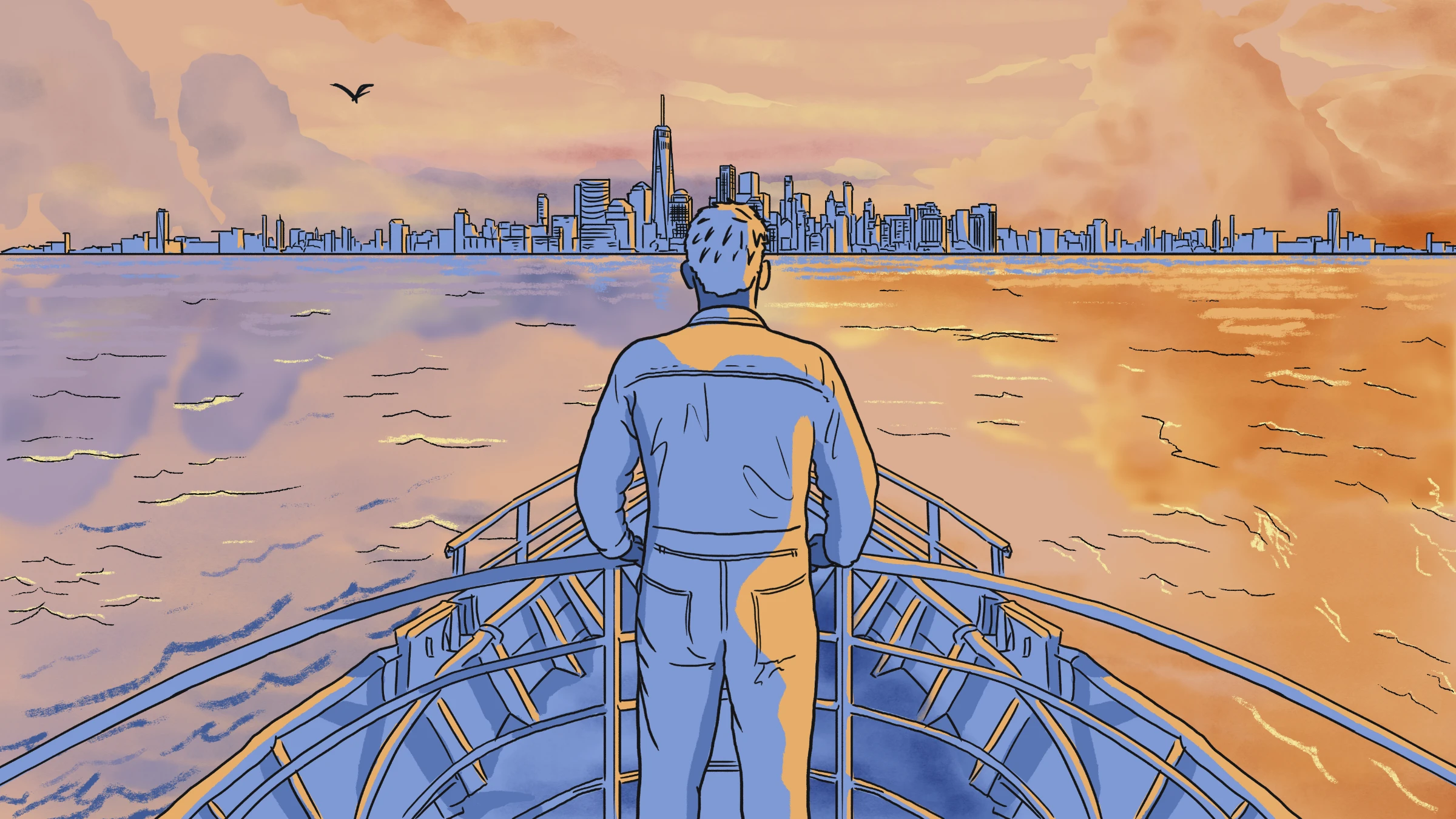 Alam stands alone at the head of the ship. Today, Alam has had a successful career as a seafarer on cruise ships for a major company travelling to ports in the United States and Europe. Thomson Reuters Foundation/Karif Wat