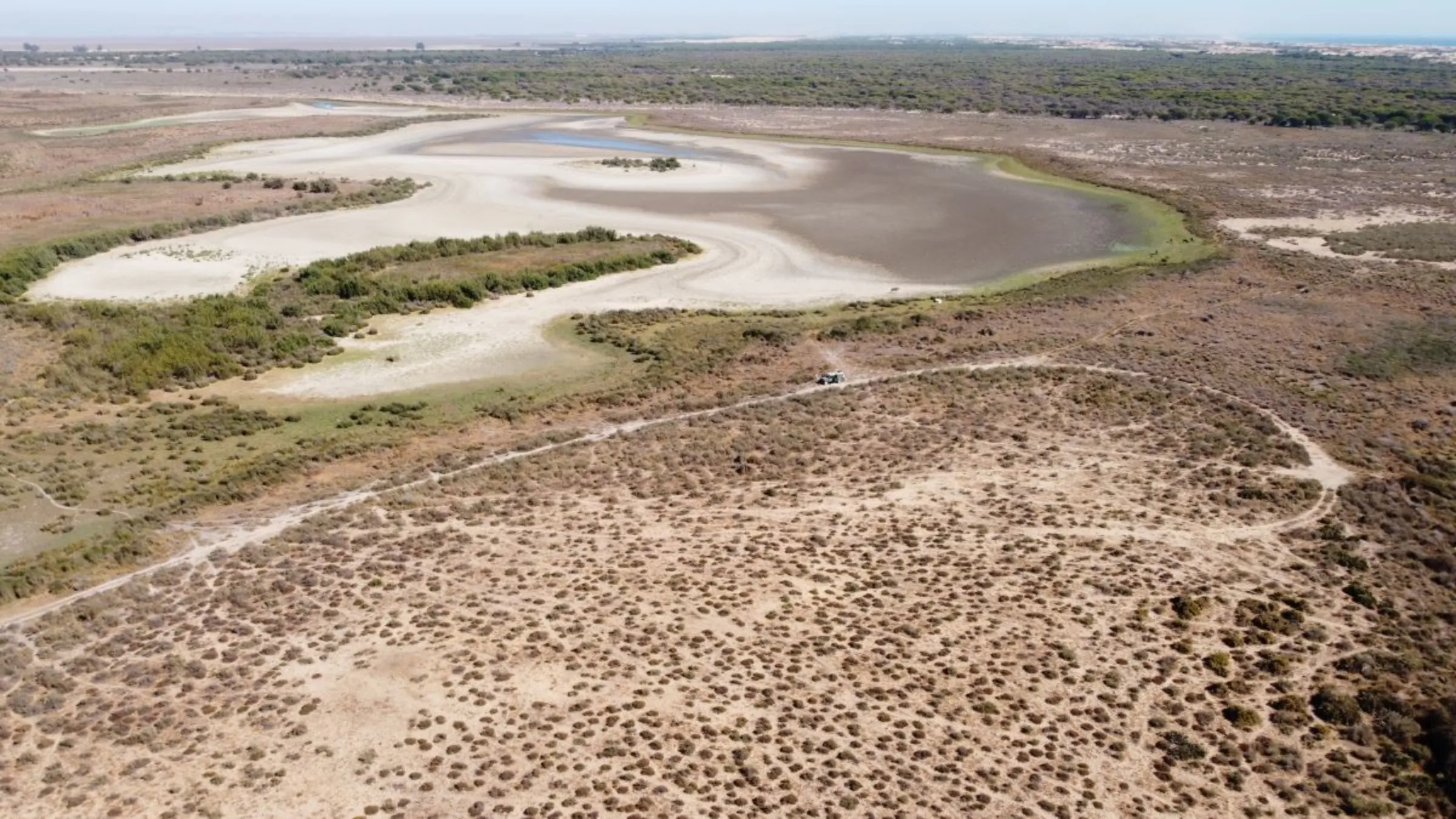 The lagoon of Santa Olalla is seen dried out at Donana National Park, southern Spain, August 22, 2022. Estacion Biologica de Donana (EBD-CSIC)/ Handout via REUTERS
