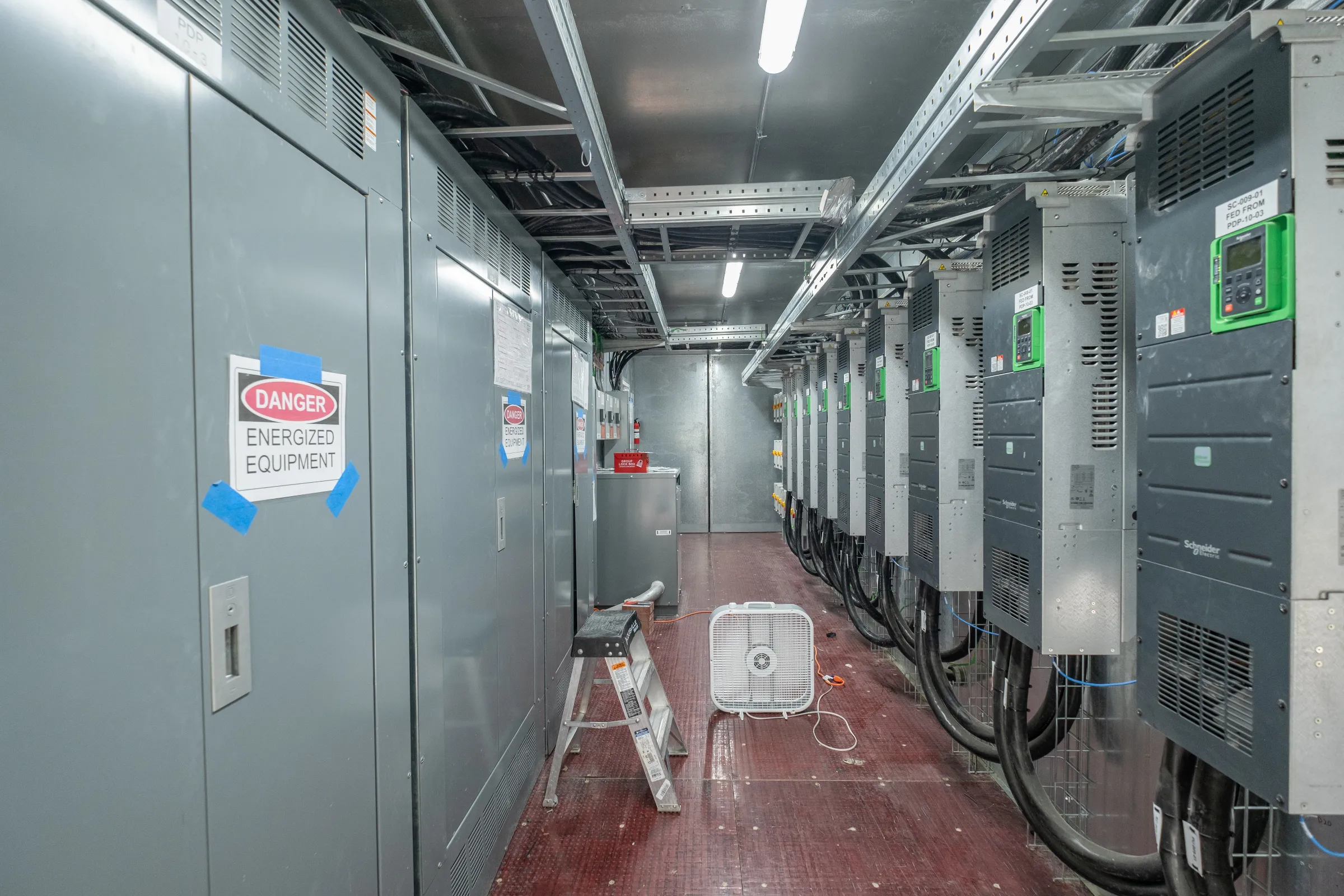 Generators are seen inside Lancium's first clean campus in Fort Stockton Texas, United States, July 19, 2022. Thomson Reuters Foundation/Jessica Lutz