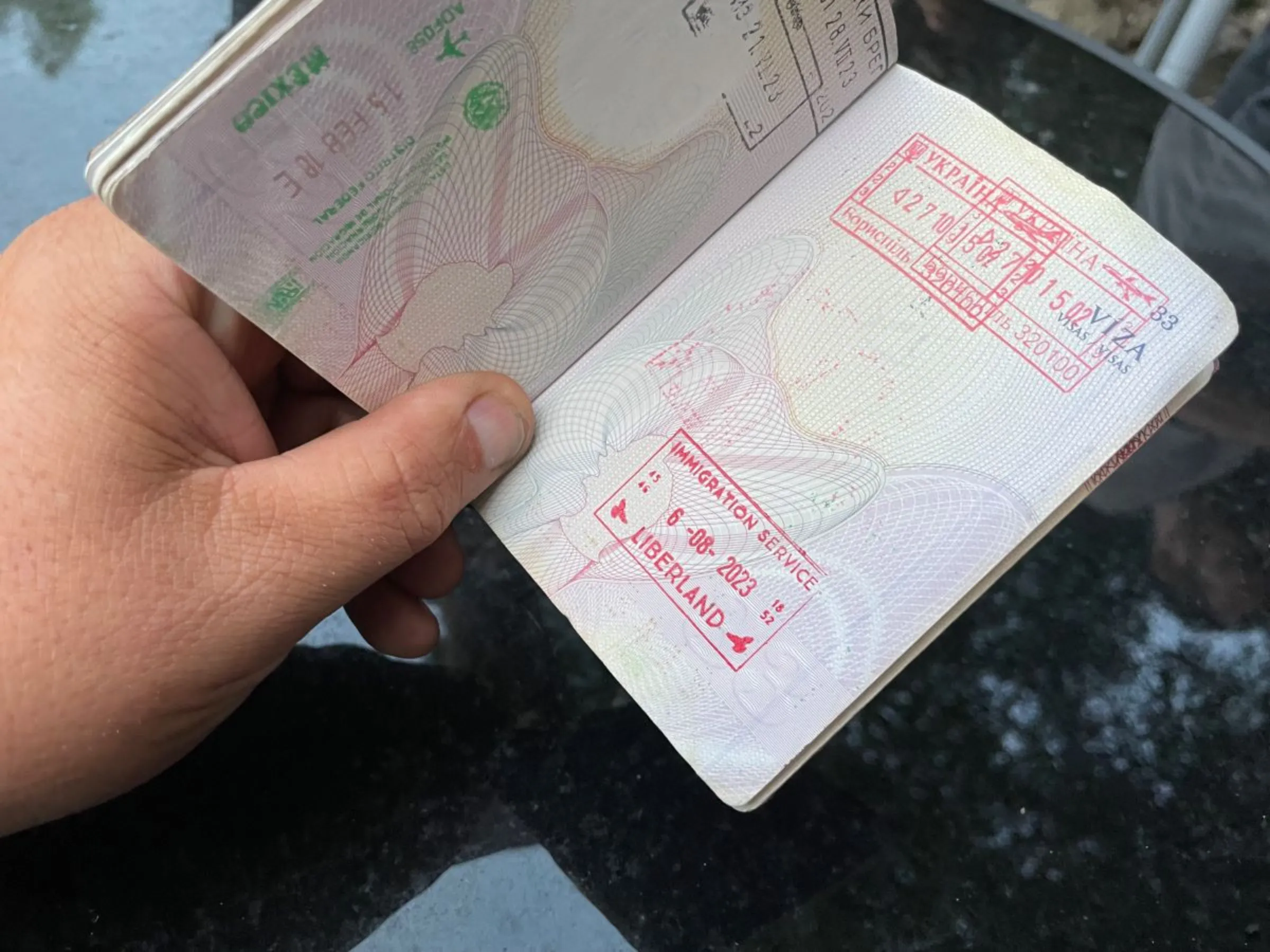 A promotional passport stamp for the country of Liberland. August 6 2023. Thomson Reuters Foundation/Adam Smith