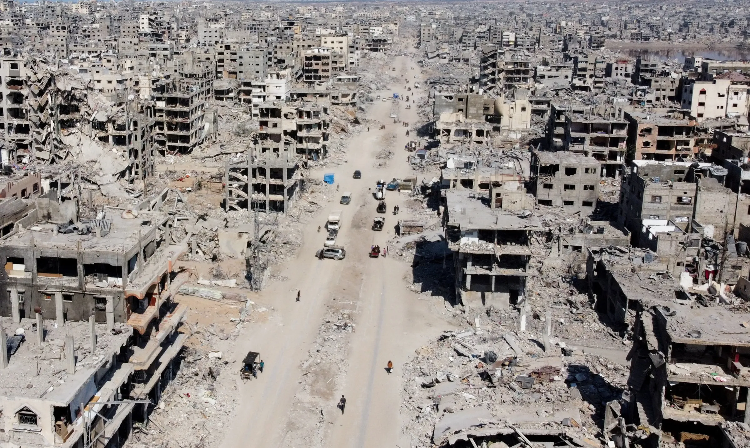 A drone view shows the destruction in a residential neighbourhood of Gaza City, October 16, 2025. REUTERS/Dawoud Abu Alkas