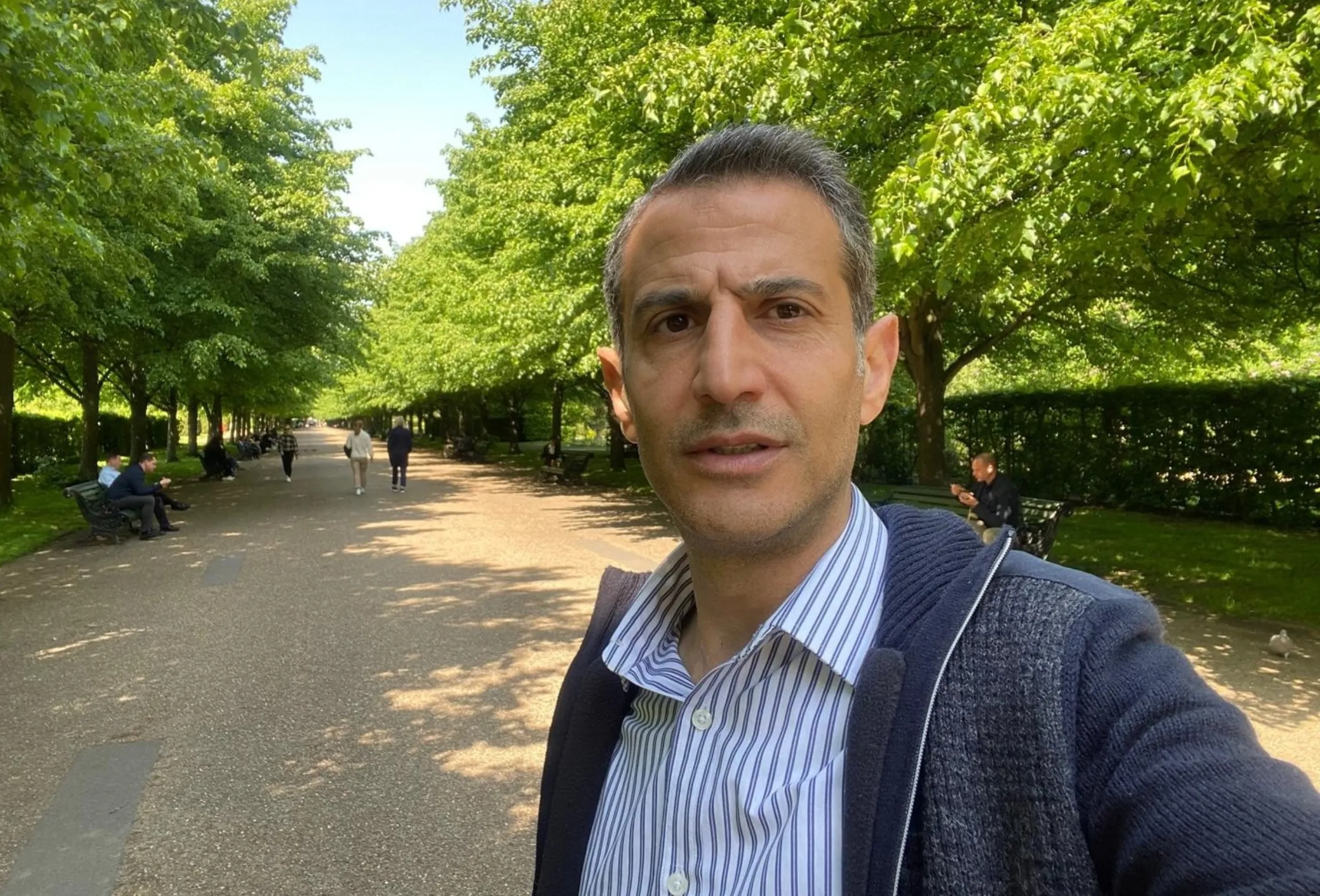 Syrian journalist Diaa Sawan is pictured in a London park in 2025. Diaa Sawan/Handout via Thomson Reuters Foundation
