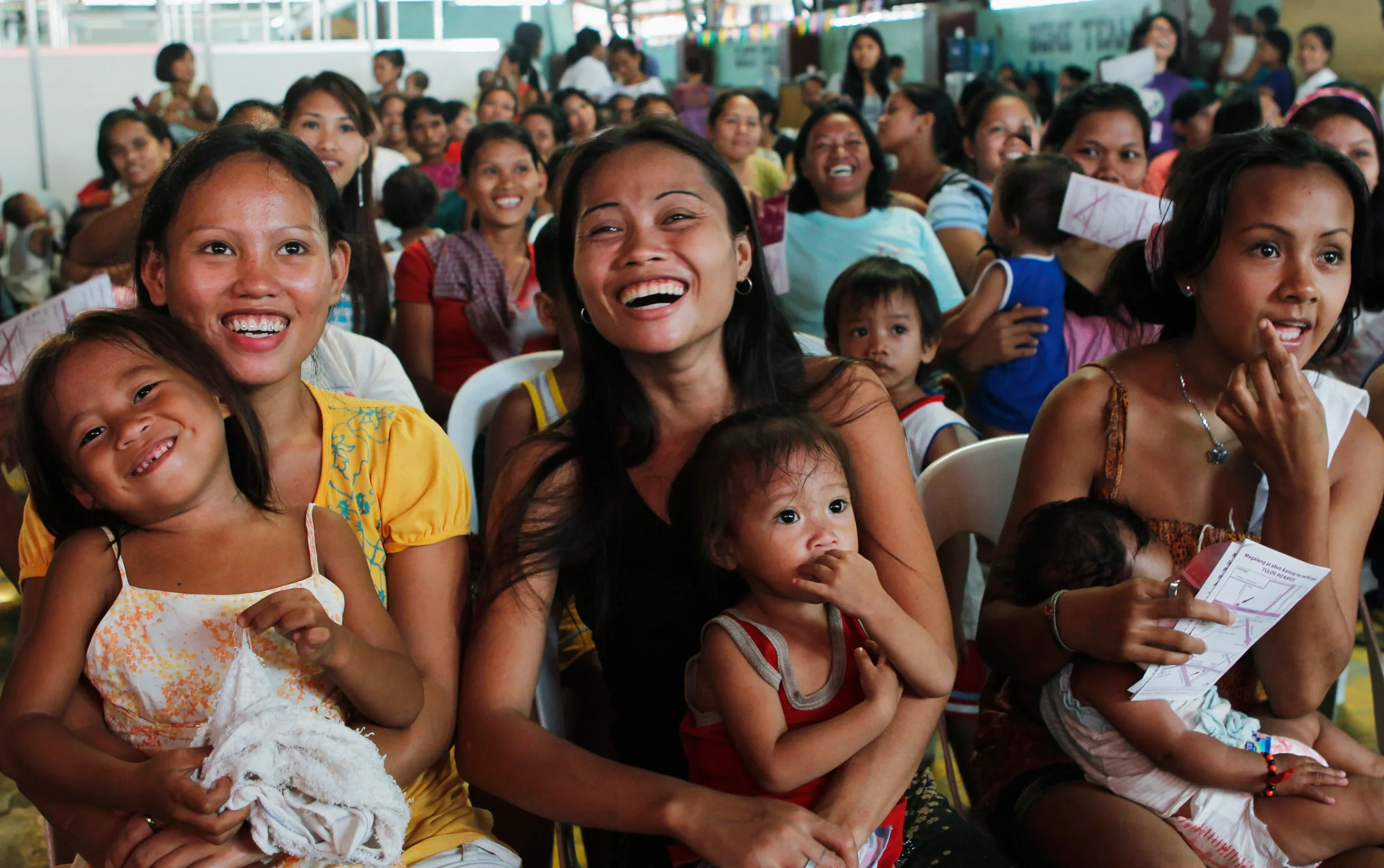 Participants take part in a family planning session in the residential district of Baseco, Manila