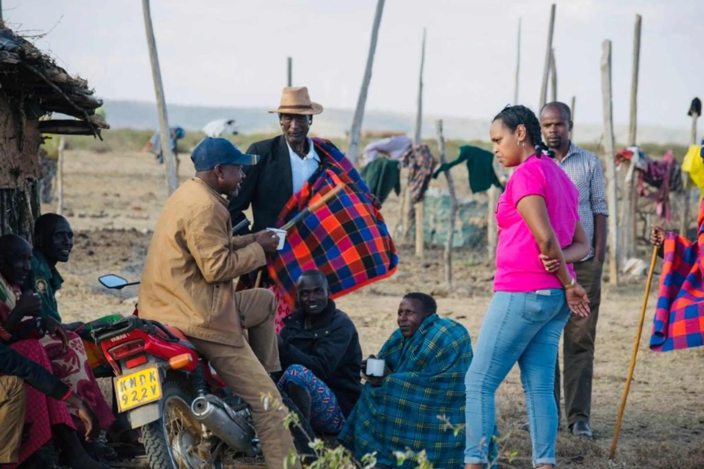 Nimco Ali talks to men in Maralal, northern Kenya, about the harms caused by FGM during a trip to the region in 2019