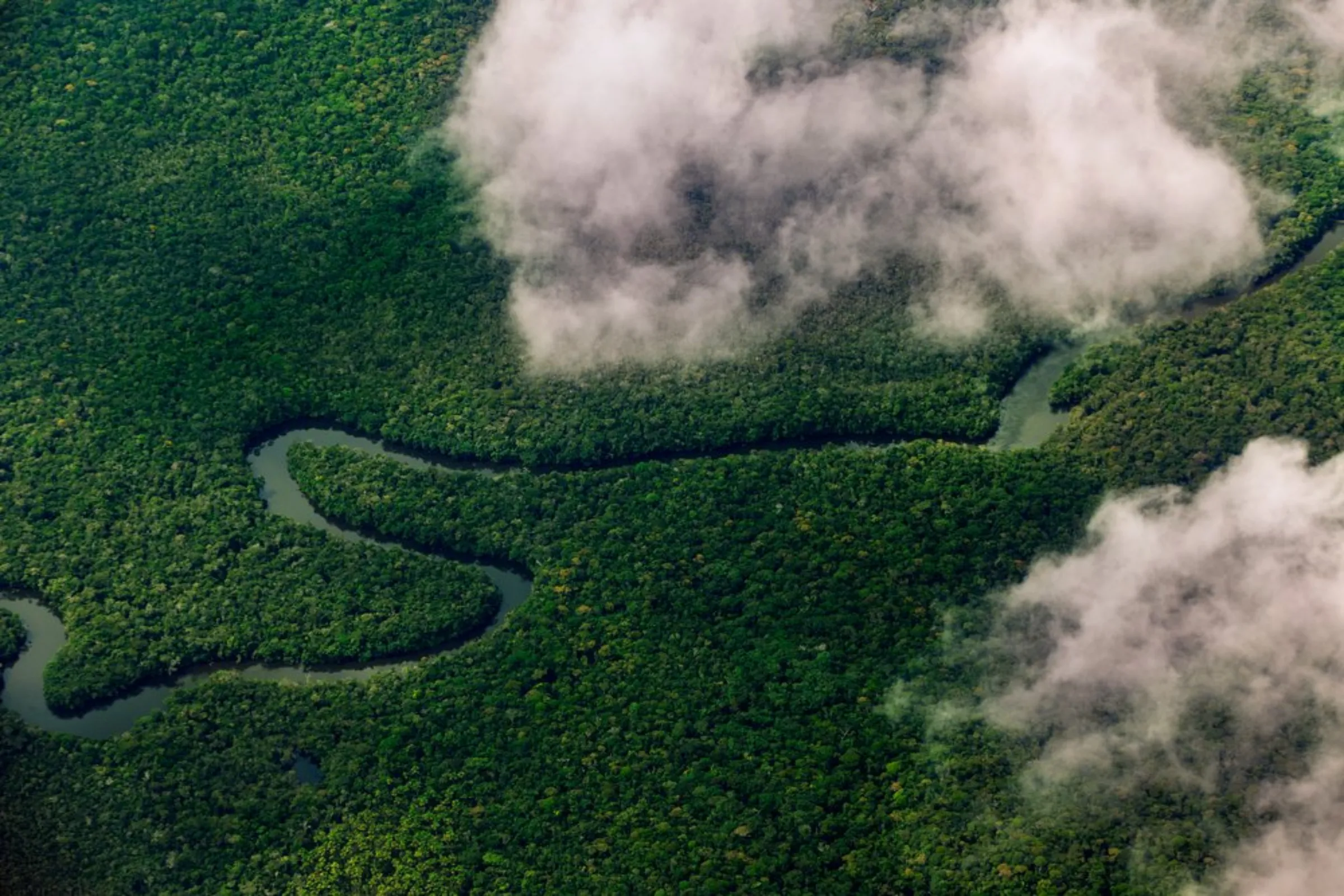 An aerial view of Colombia’s remote rainforest province of Amazonas, home to near-pristine forest largely spared the onslaught of illegal mining and logging, December 21, 2021