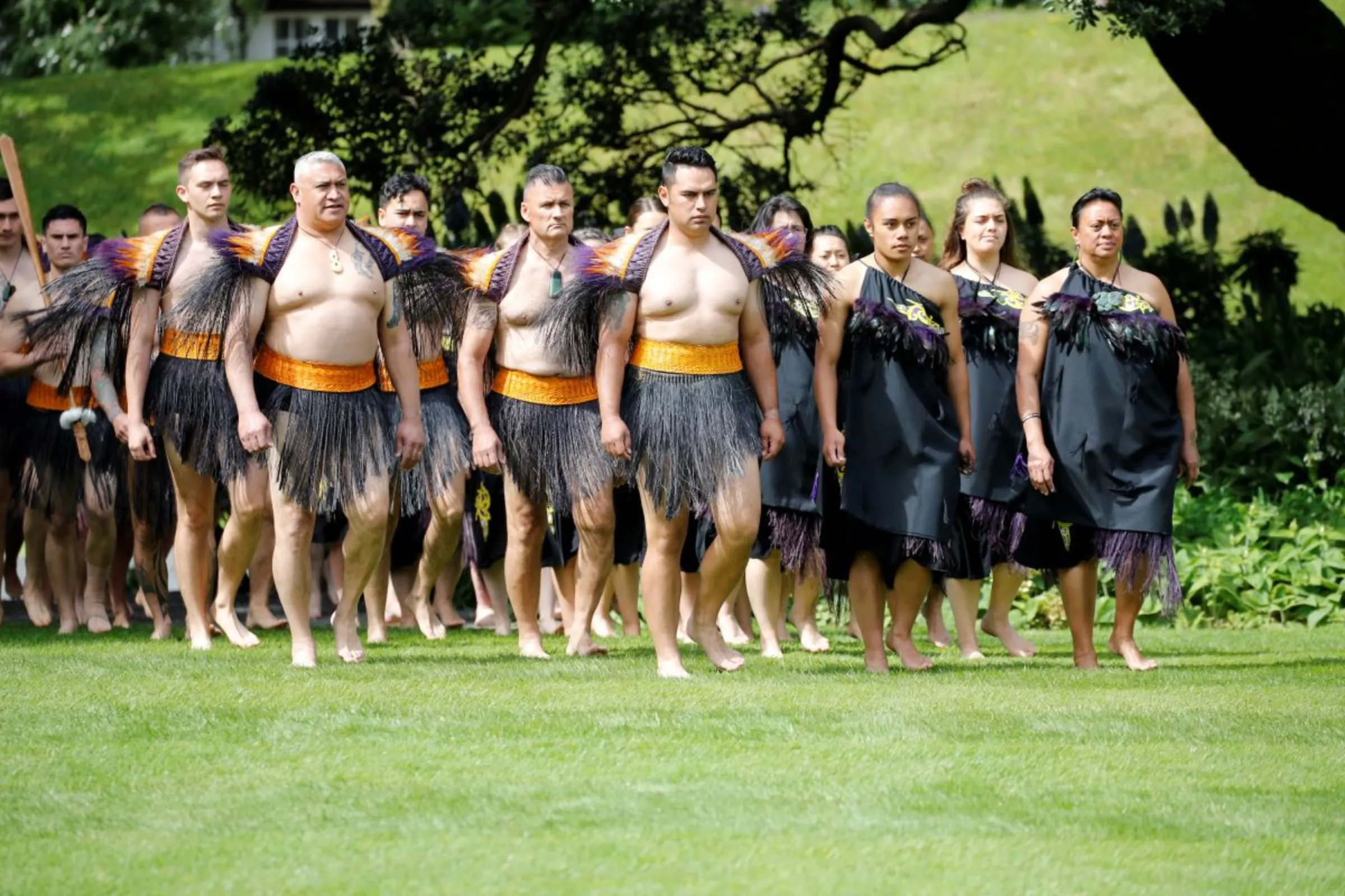 Maori warriors arrive ahead of a welcome ceremony in Wellington, New Zealand, October 28, 2018. REUTERS/Phil Noble