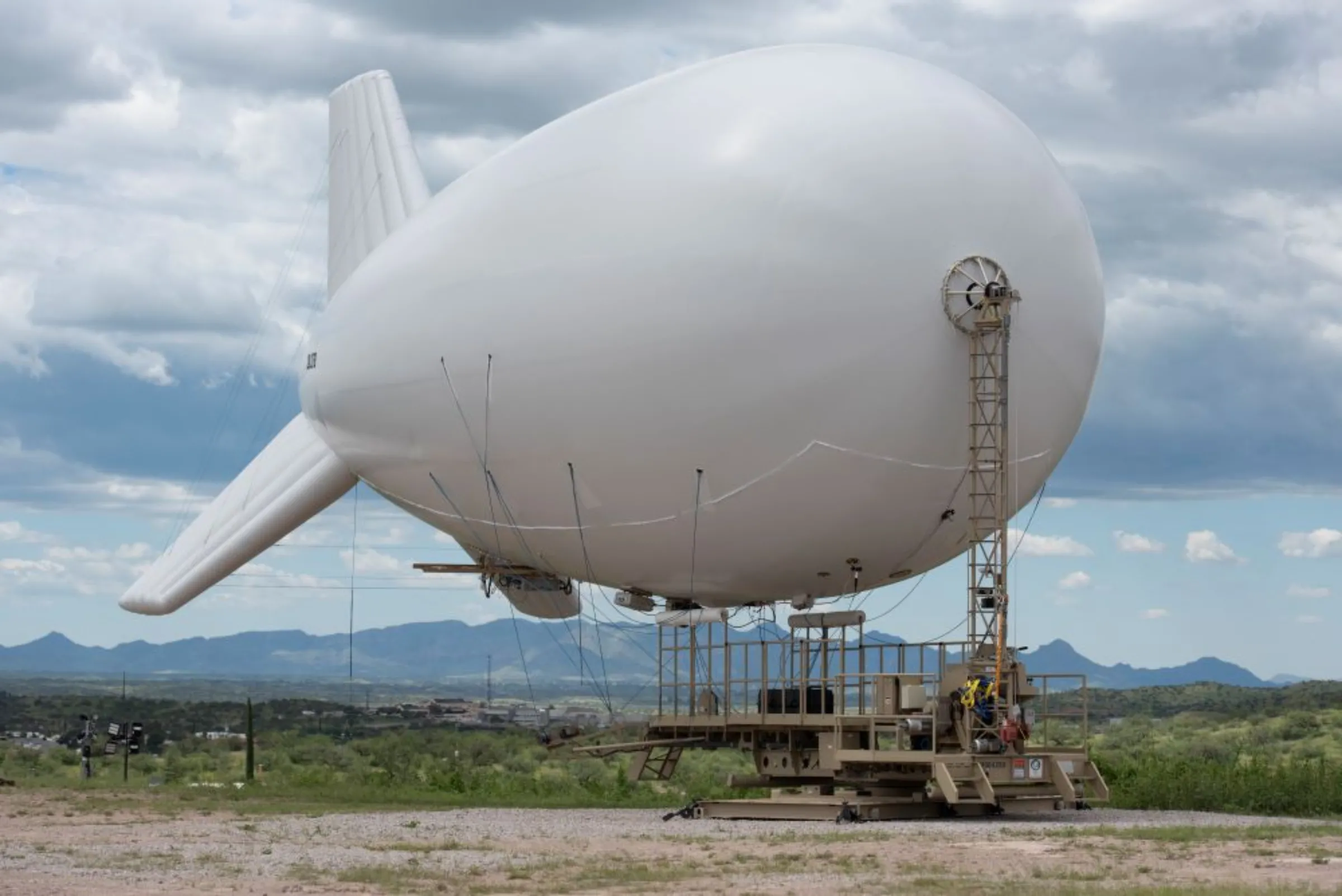 Border Patrol’s newest Tethered Aerostat Radar System is grounded due to weather conditions in Nogales, Arizona, U.S., August 31, 2022