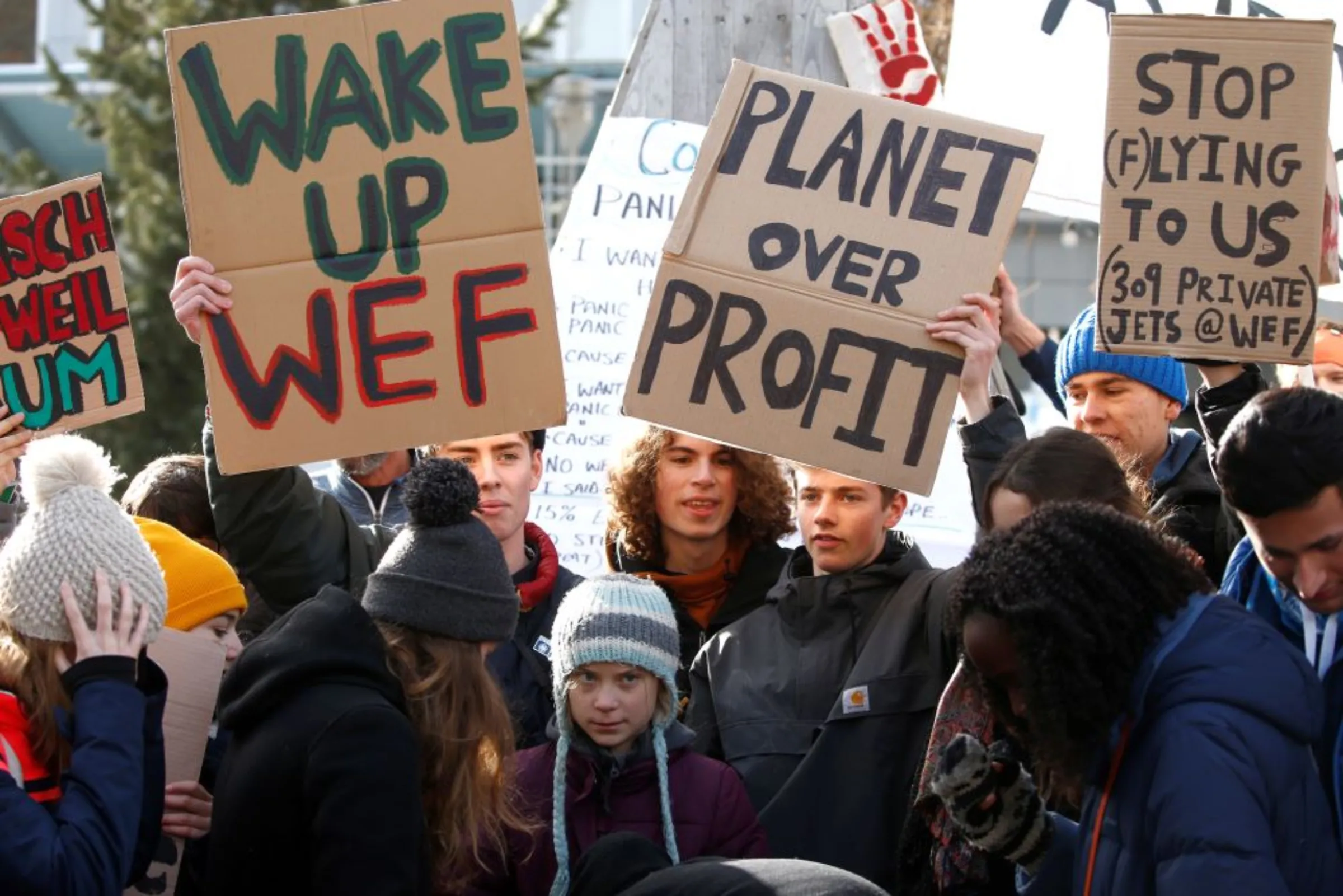 Swedish climate change activist Greta Thunberg takes part in a climate strike protest during the 50th World Economic Forum (WEF) annual meeting in Davos, Switzerland, January 24, 2020
