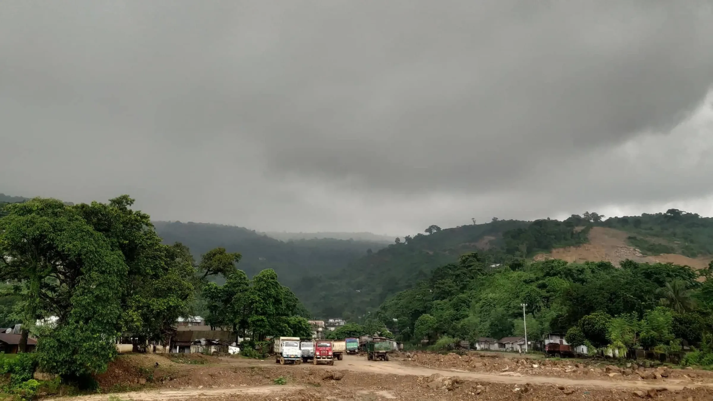 Open pit mining seen across the border at Borchora Land Port