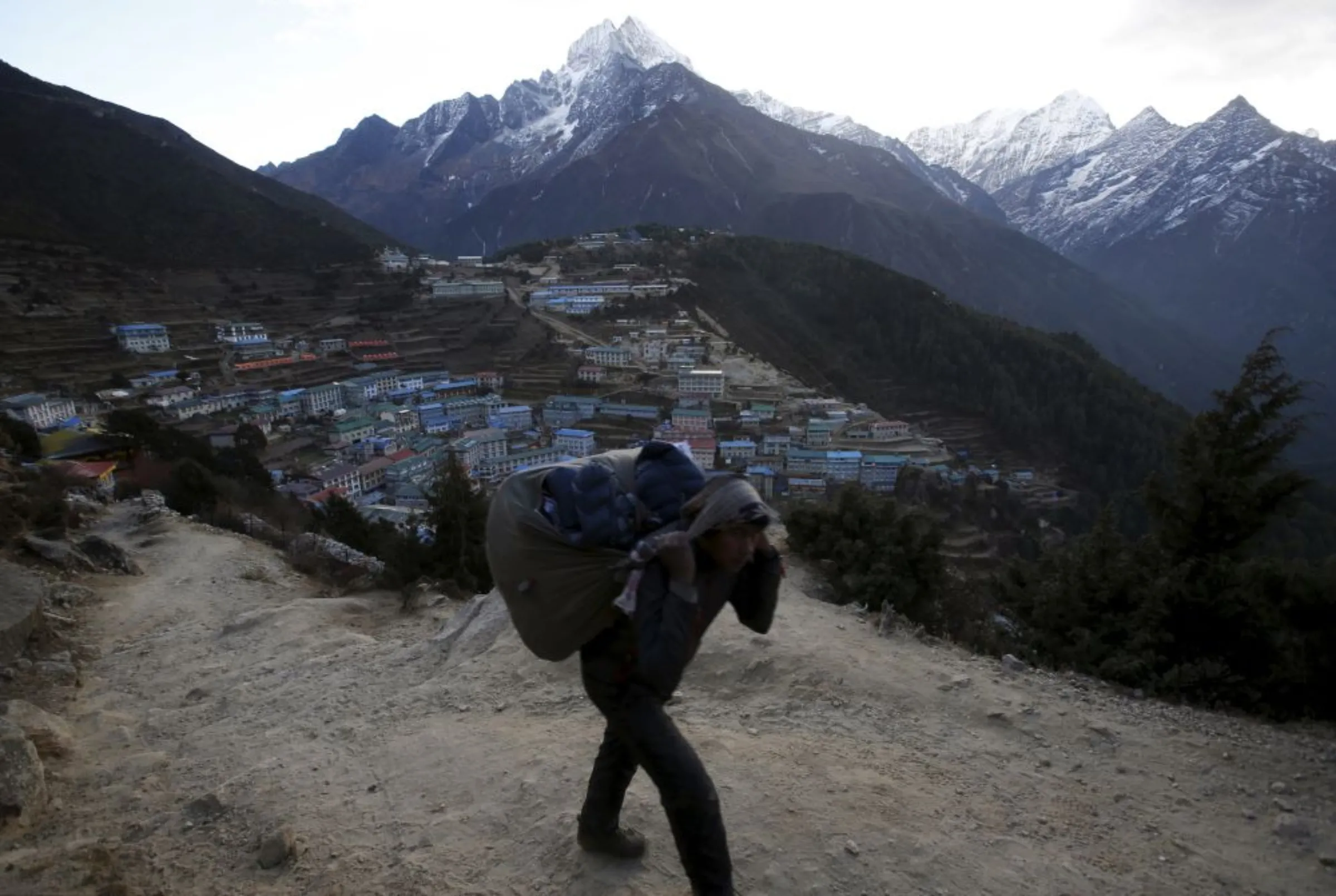 A general view of hotels and houses at Namche in the Solukhumbu district of north-eastern Nepal, also known as the Everest region. November 30, 2015