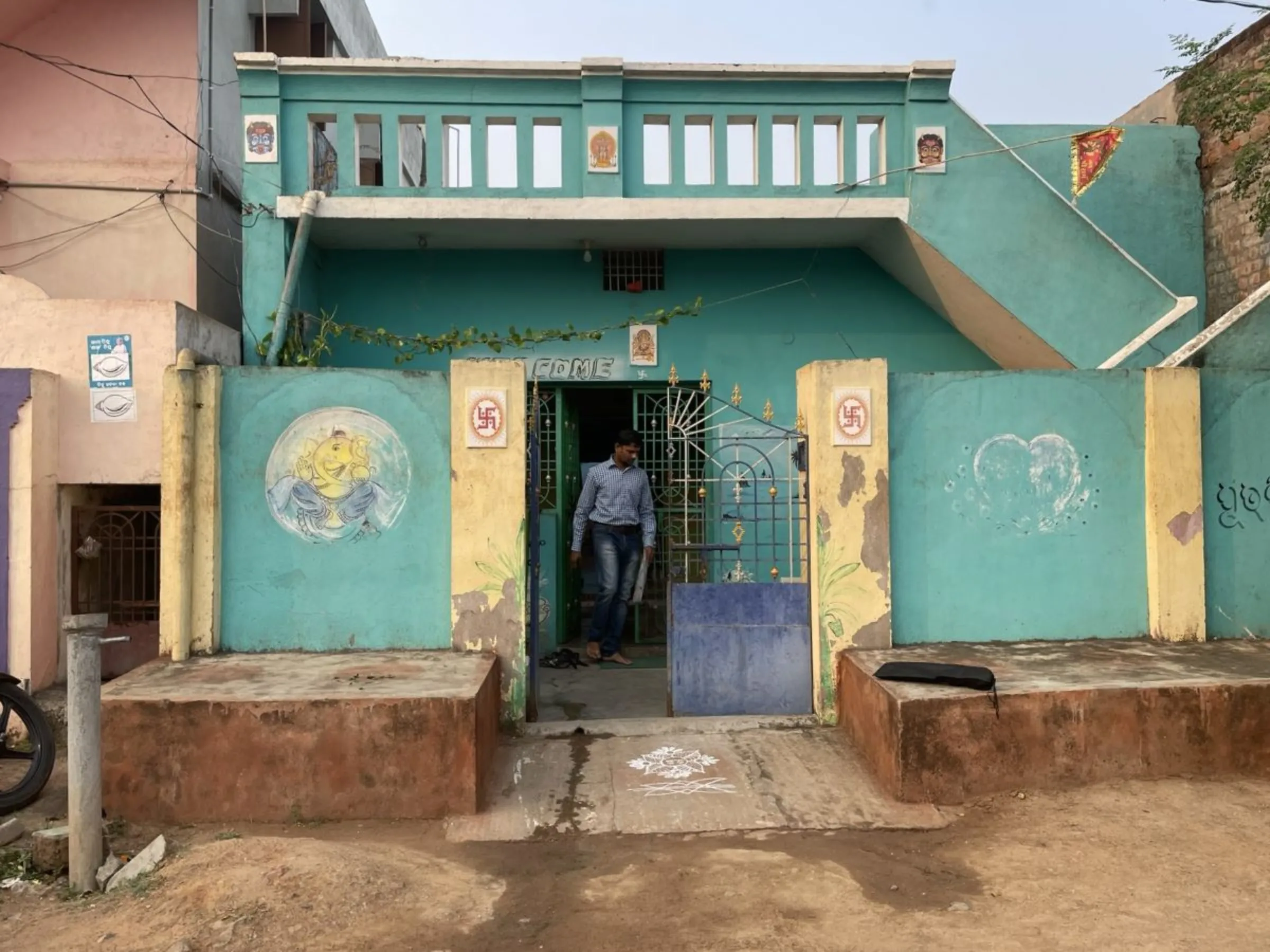 Dinabandhu Sahu, an Indian man who was duped into working at a cyber scam centre in Cambodia, leaves his house for work in Golanthara, Odisha, April 29, 2024. Thomson Reuters Foundation/Jatindra Dash